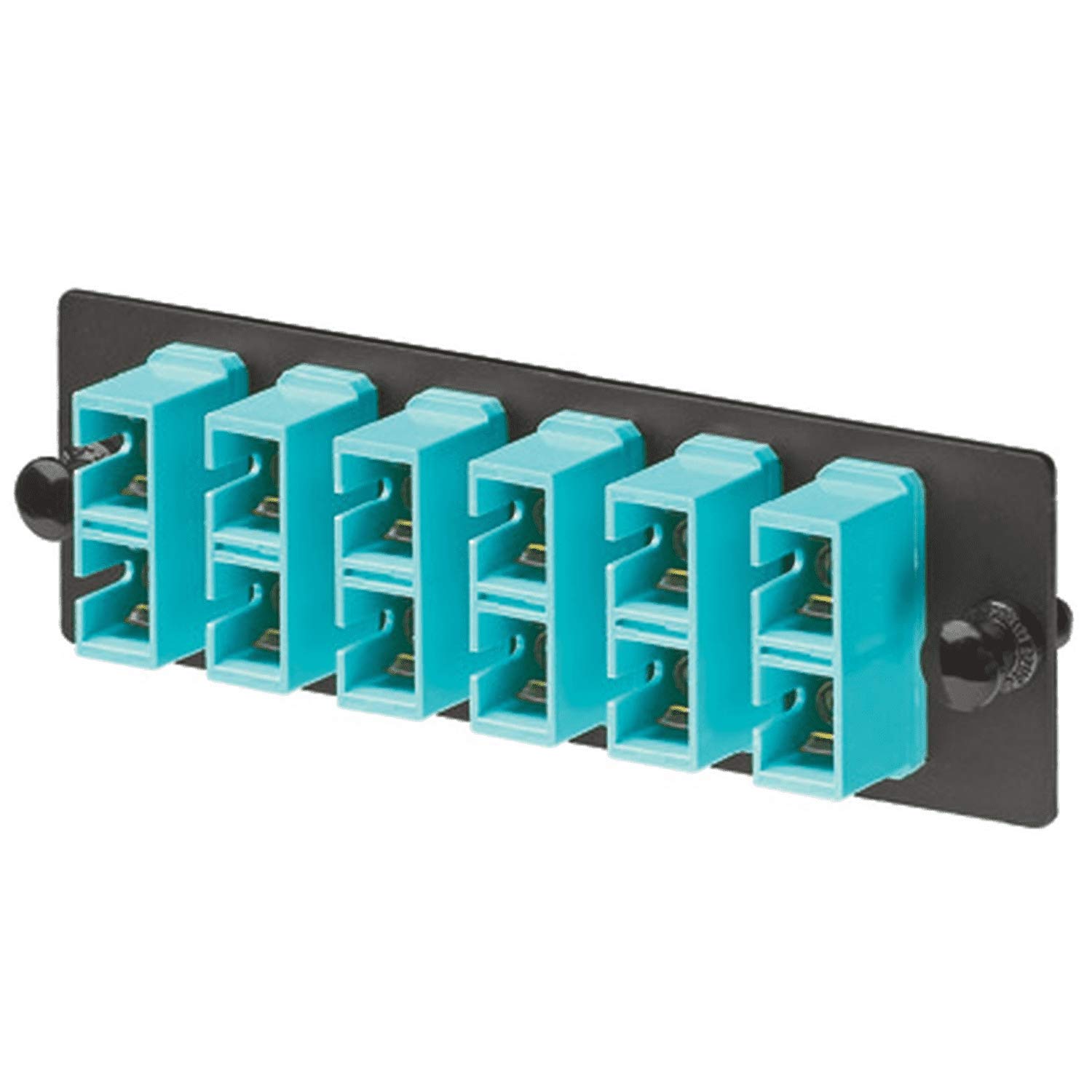 Panduit FAP6WAQDSCZ 6-Port Multi-Mode Fiber Optic Adapter Panel with Zirconia Ceramic Split Sleeve (Aqua) - Ideal for Data Centers & Network Rack Installations