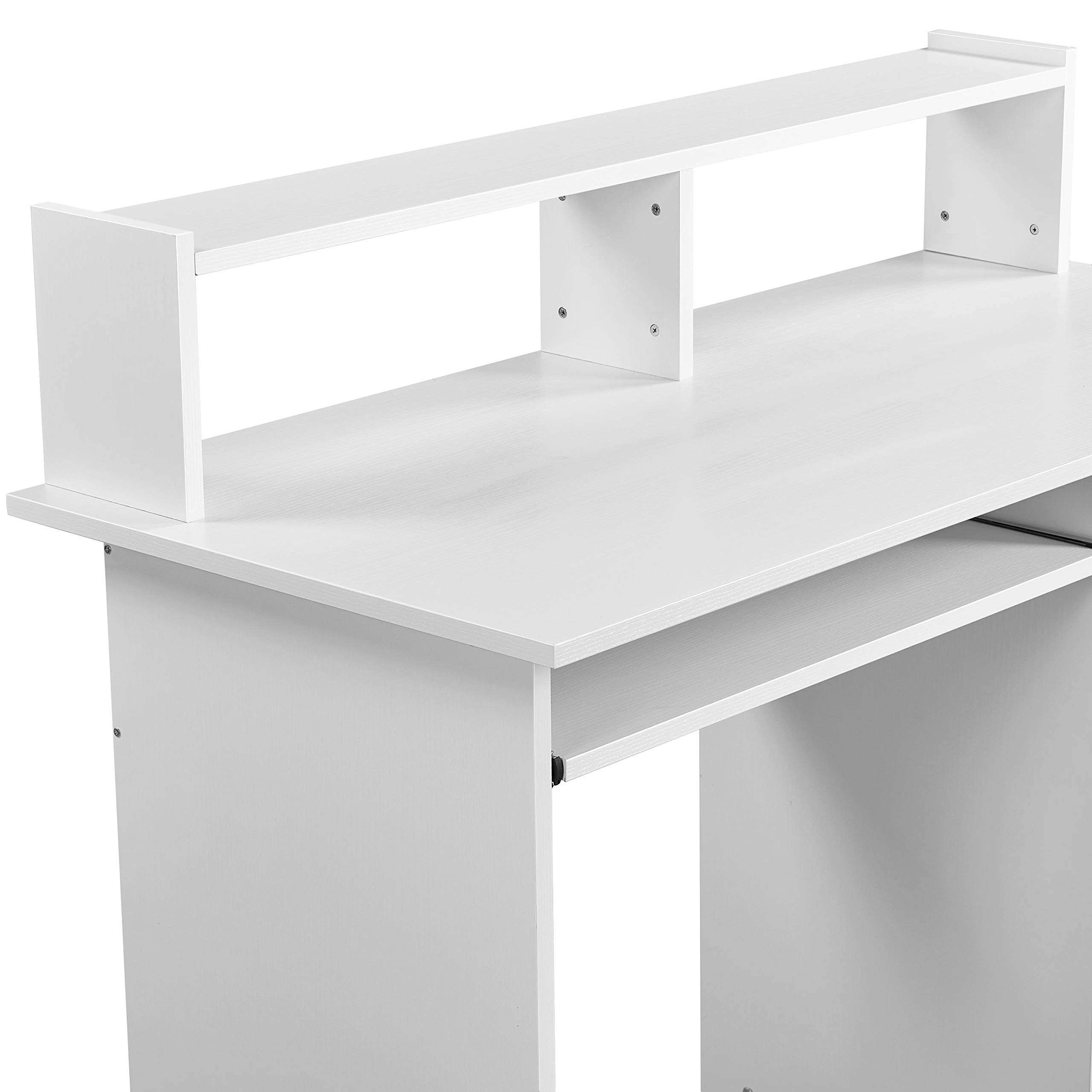 Yaheetech White Wooden Computer Desk with Keyboard Tray - Modern Home Office Desk, Study Writing Table for PC & Laptop - Perfect for Small Spaces, Remote Work & Student Dorm Rooms