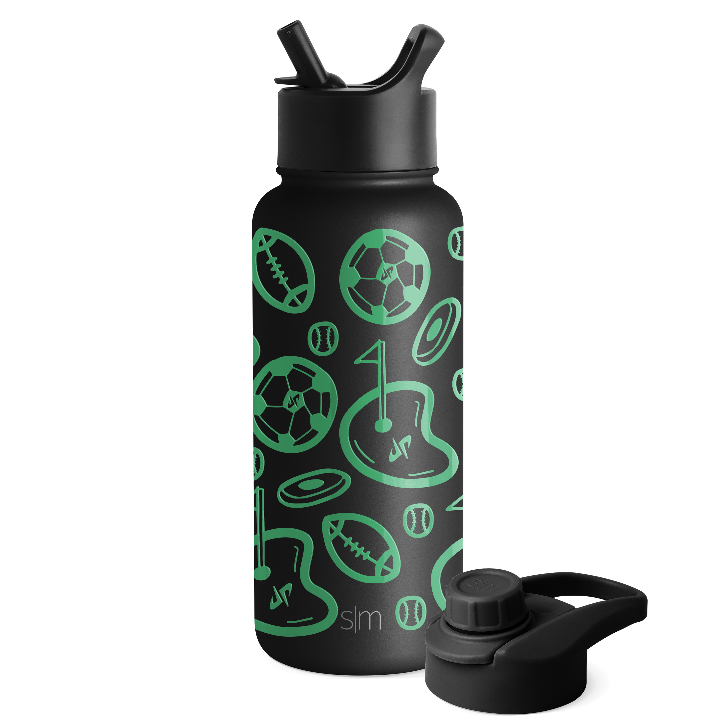 Dude Perfect Summit Water Bottle with Straw Lid & Chug Lid - Leakproof Stainless Steel Insulated Bottle for Gym, Hiking, Sports & Outdoor Activities