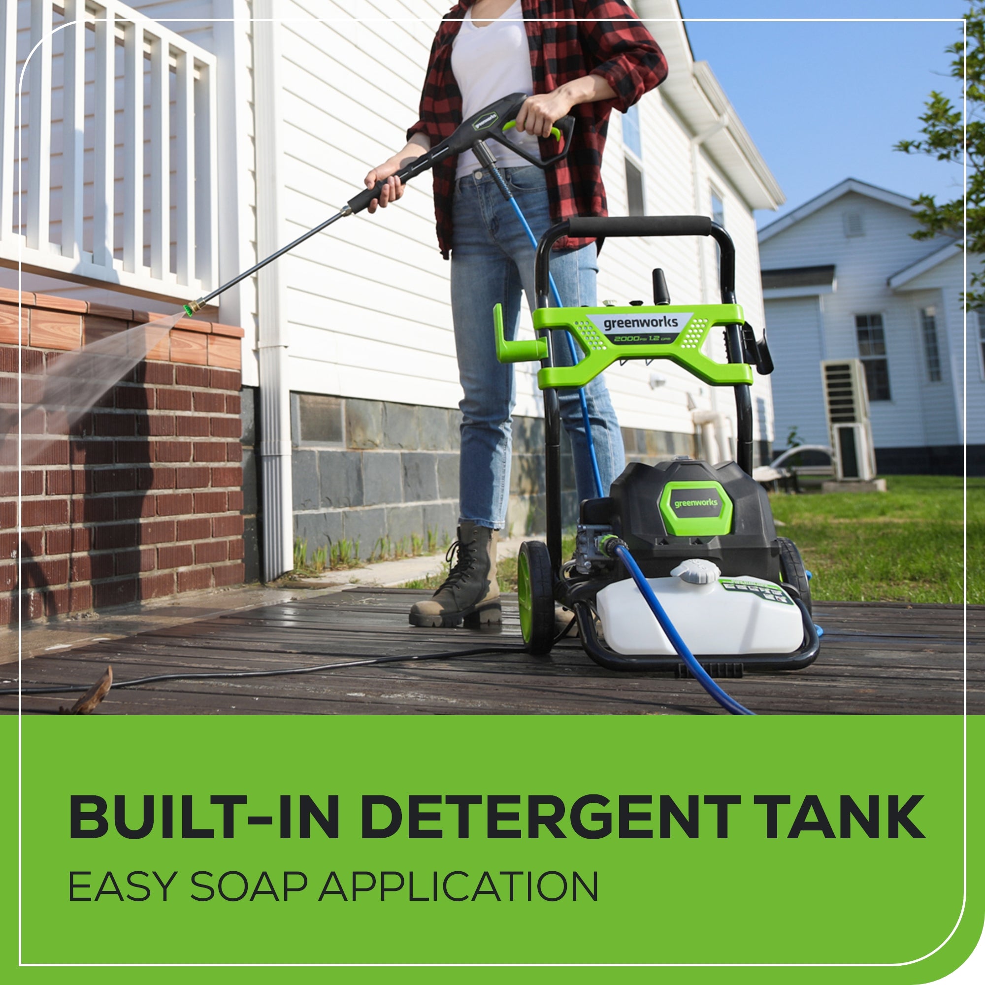 2000 PSI 1.2 GPM Electric Pressure Washer - High Power Cold Water Cleaner for Home, Driveway, Deck & Patio Cleaning