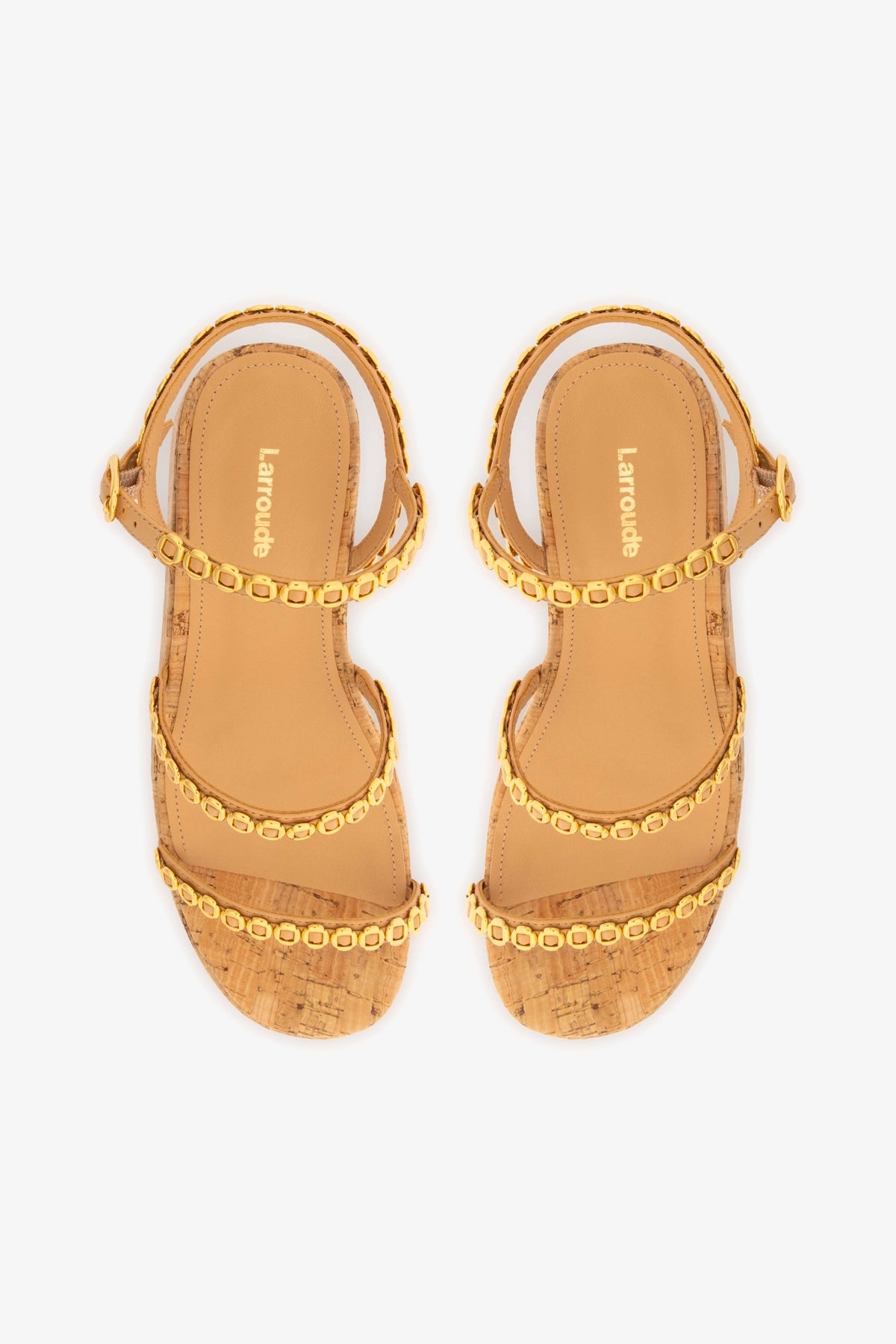 Gio Milanina Women's Flatform Sandals in Tan Leather & Natural Cork - Comfortable Summer Wedges for Beach, Vacation & Casual Outfits
