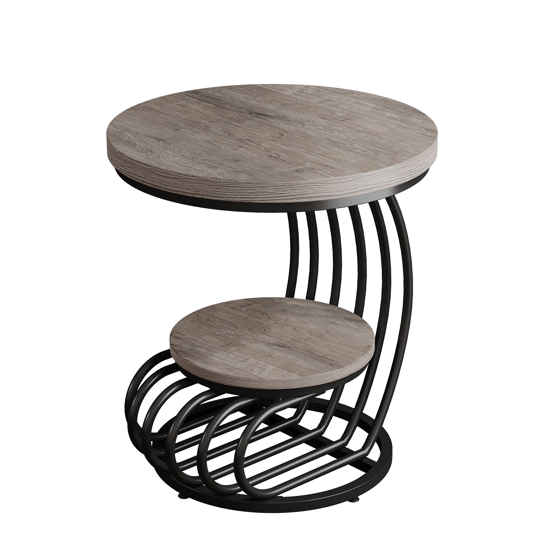 Round End Table with Storage Shelf - 2-Tier Faux Marble Side Table for Living Room, Bedroom & Office - Modern Accent Table with Sturdy Metal Frame for Home Decor