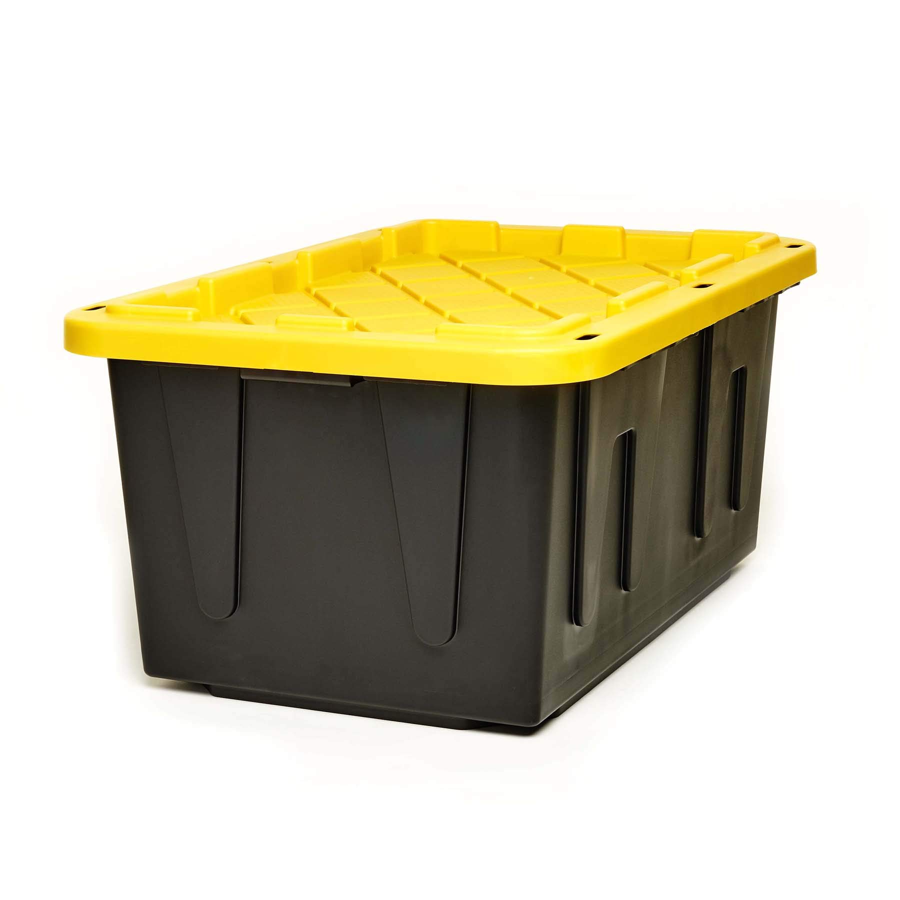 HOMZ Tough Durabilt Storage Tote Box - Heavy Duty Plastic Organizer for Home, Garage & Office Use - Stackable, Durable & Spacious Container for Organizing Supplies