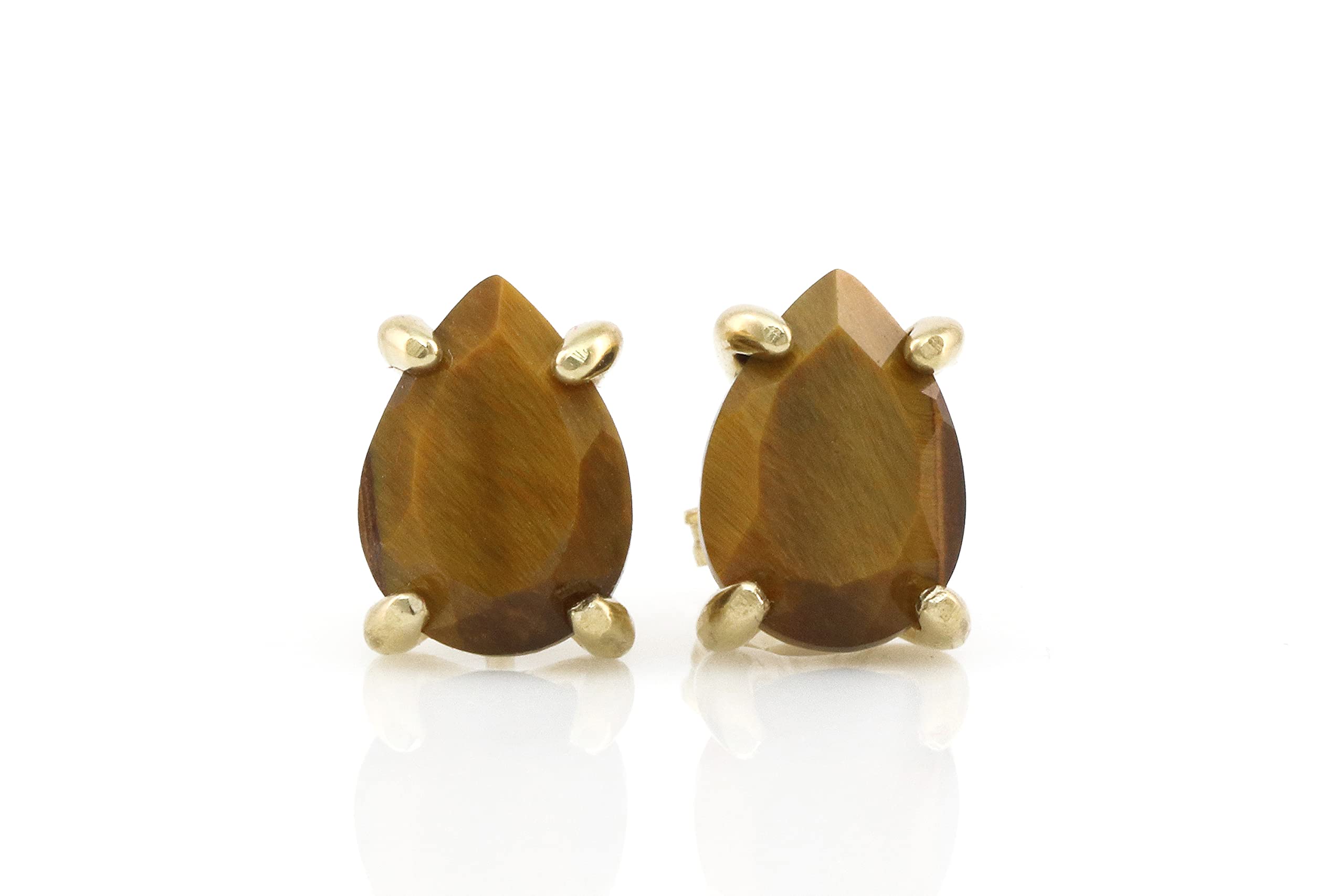 Tiger Eye Earrings for Women - Handmade Dainty Jewelry, Fashionable Everyday Studs - Perfect Gift for Bride, Wife, Birthday & Mother's Day (Includes Gift Box) | Office Wear, Date Night & Special Occasions