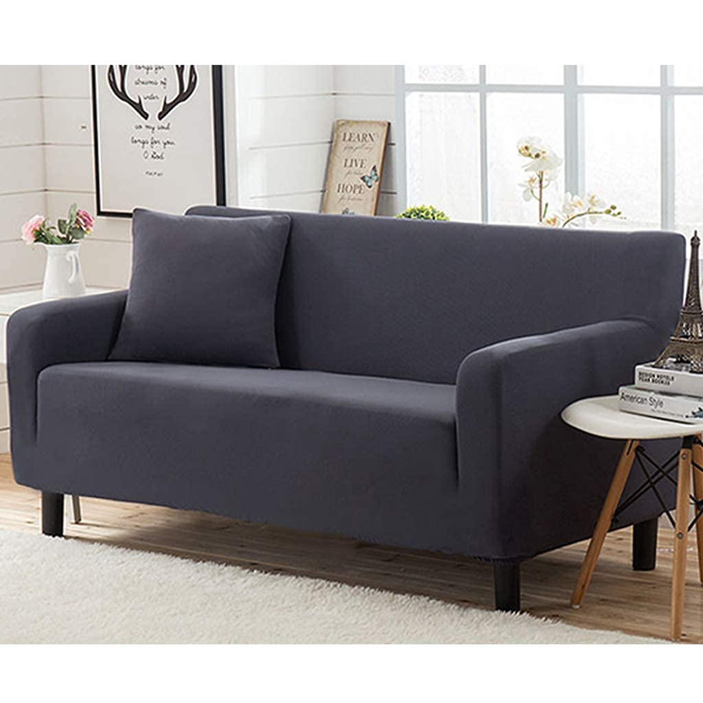 UHNGE-ER Stretch Elastic Sofa Slipcover - Plush Non-Slip Furniture Protector for 1-4 Cushion Sofas (90-140cm) - Dark Gray - Perfect for Living Room, Bedroom & Home Decor Protection