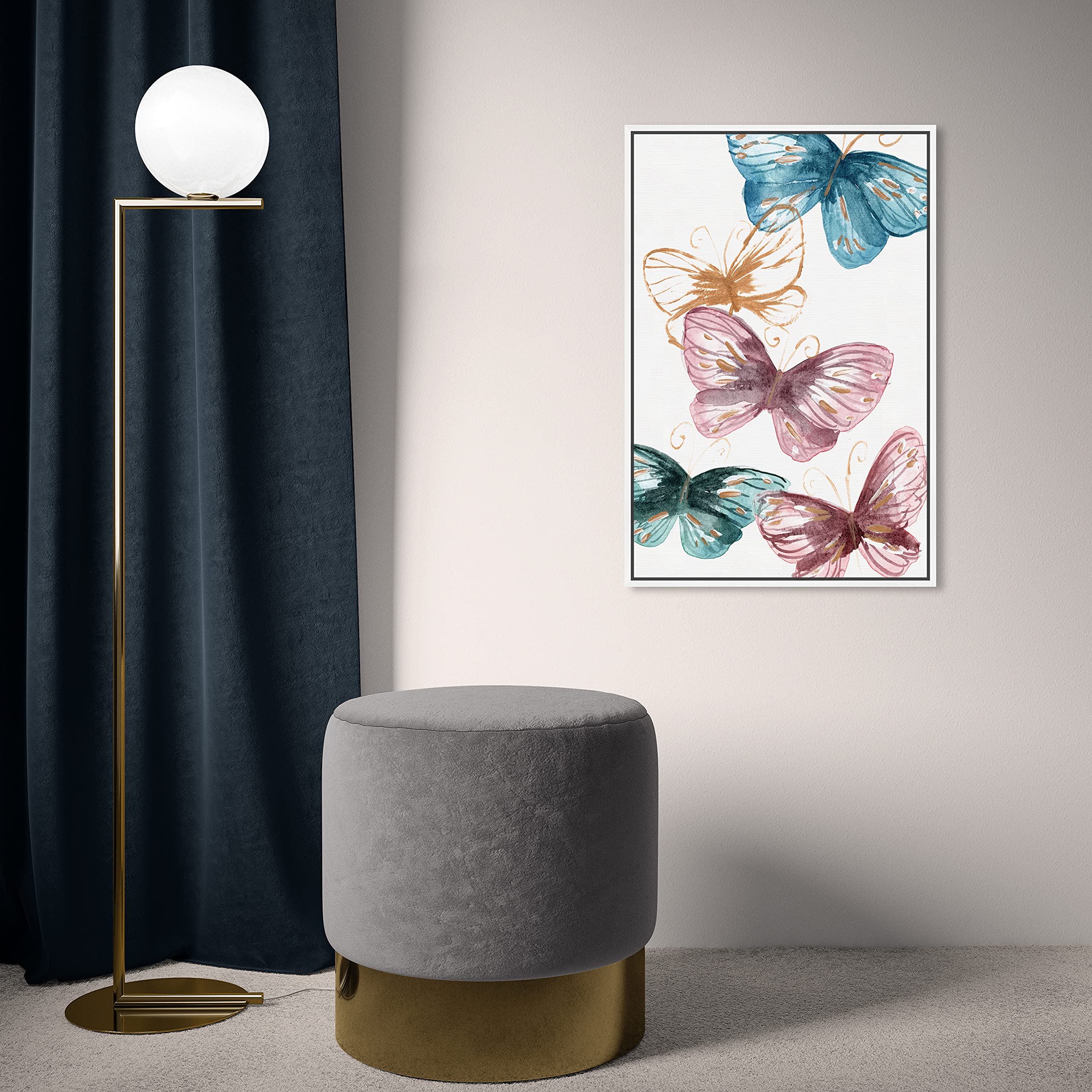 Oliver Gal Artist Co. Butterflies Wall Art Canvas Print - 16x24 Inch White Floating Frame Home Decor - Perfect for Living Room, Bedroom & Office Decorations