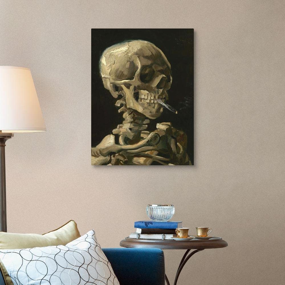 SYSMYXGS DIY Paint by Numbers Kit for Adults - Van Gogh Skull with Burning Cigarette Oil Painting on Canvas, Includes Brushes & Acrylic Paints | Home Decor, Wall Art, Stress Relief & Creative Gift Idea