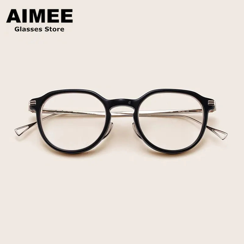 Stylish Unisex Oval & Round Titanium Acetate Eyeglasses Frame - Lightweight Durable Glasses for Men & Women - Perfect for Reading, Work, and Everyday Fashion