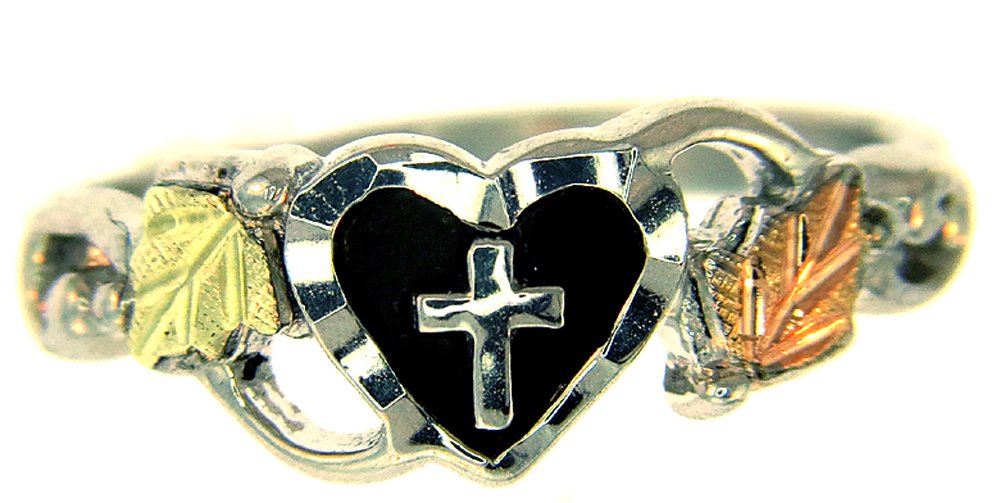 Black Hills Gold Heart Cross Ring - Sterling Silver Jewelry by Mt Rushmore & Landstrom's | Perfect for Gifts, Weddings, and Everyday Elegance
