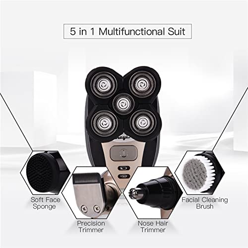 5-in-1 Rechargeable Electric Razor for Men - 4D Floating Head Shaver with Nose Hair Trimmer & Clipper | Perfect for Travel, Gym & Daily Grooming Routine