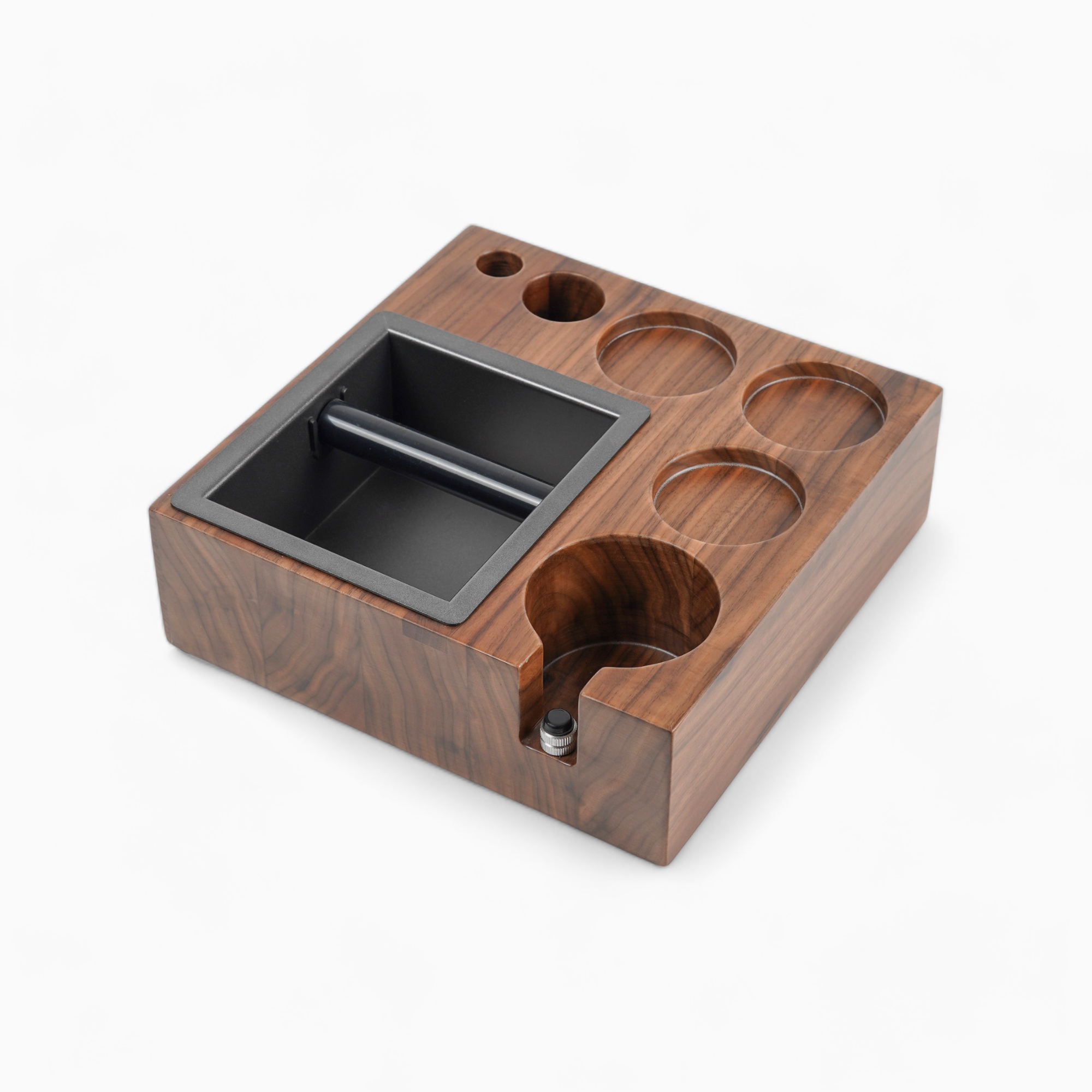 Professional Barista Coffee Tamping Station with Built-in Knock Box - Espresso Workspace Organizer for Home & Cafe Use