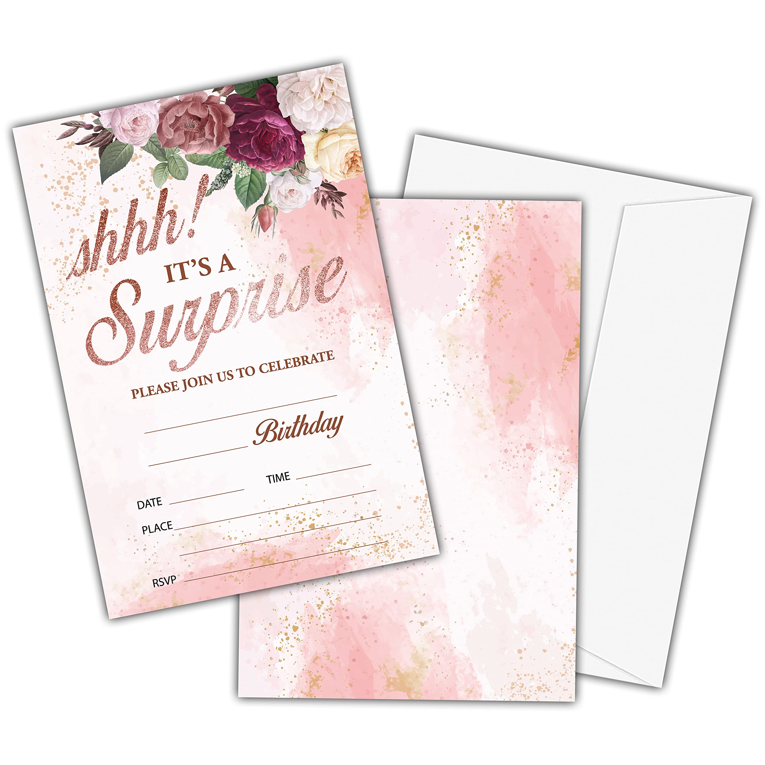 Personalized Kids Birthday Party Invitation Cards - 20 Surprise Party Invites with Envelopes for Girls & Boys | Fun Teen Celebration Supplies & Decorations | Perfect for Birthday Parties, Baby Showers & Special Events