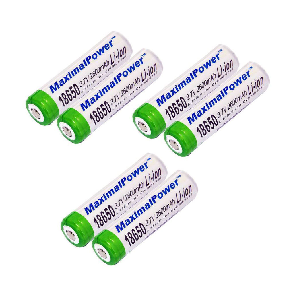 MaximalPower 2-Pack Rechargeable 18650 & 168A Lithium-ion Batteries - 3.7V 2600mAh Button Top for Flashlights, Vapes & Electronics | Long-Lasting Power Solution