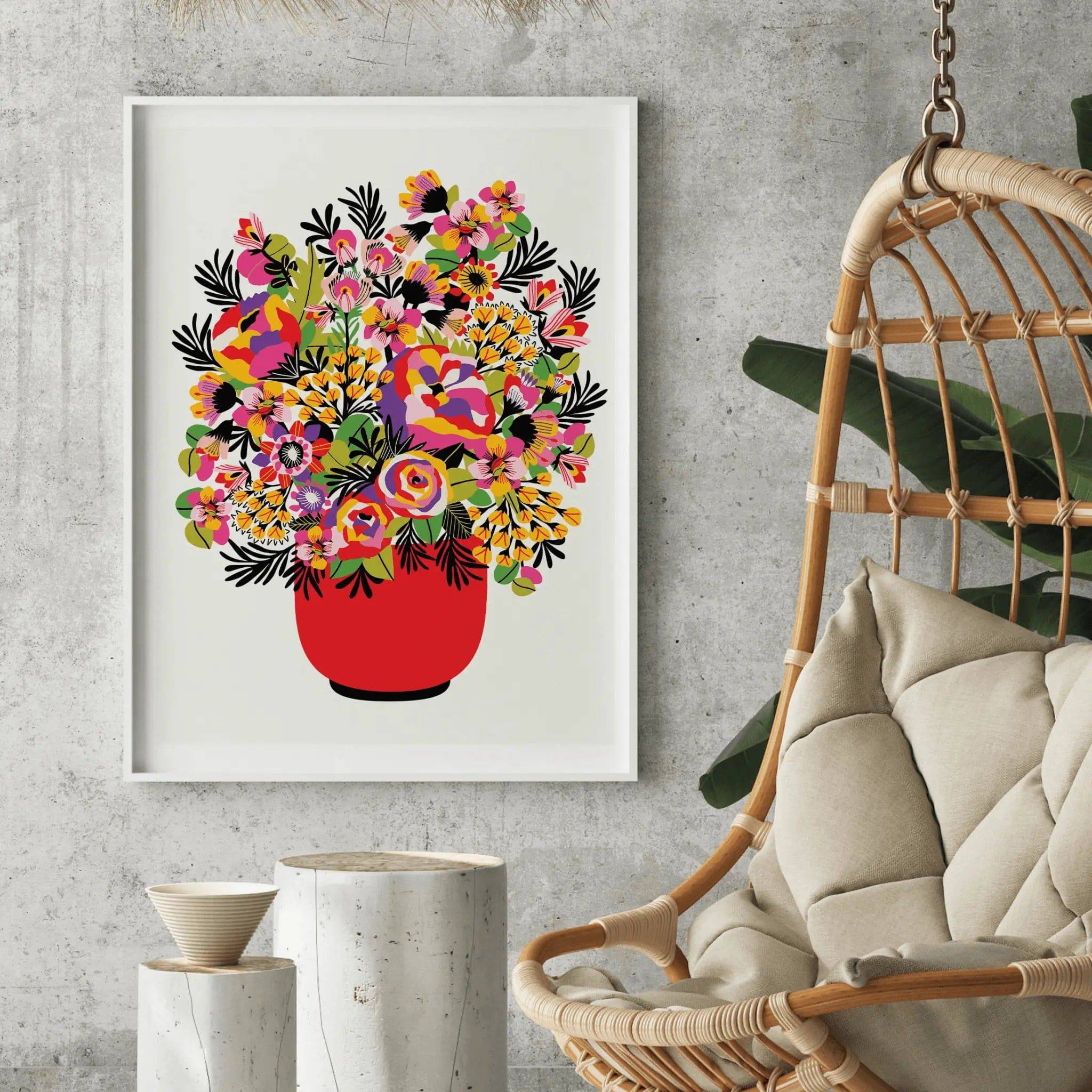 Colorful Peonies Wall Art Print - Vibrant Floral Canvas Painting for Home & Office Decor - Perfect for Living Room, Bedroom, and Gift Giving