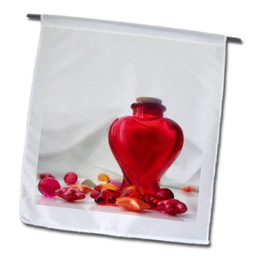 Red Heart Shaped Bottle Romantic Photo - Valentine's Day Love Themed Garden Flag 12x18 Inch - Perfect for Photography Gifts, Home Decor & Outdoor Valentine's Decorations