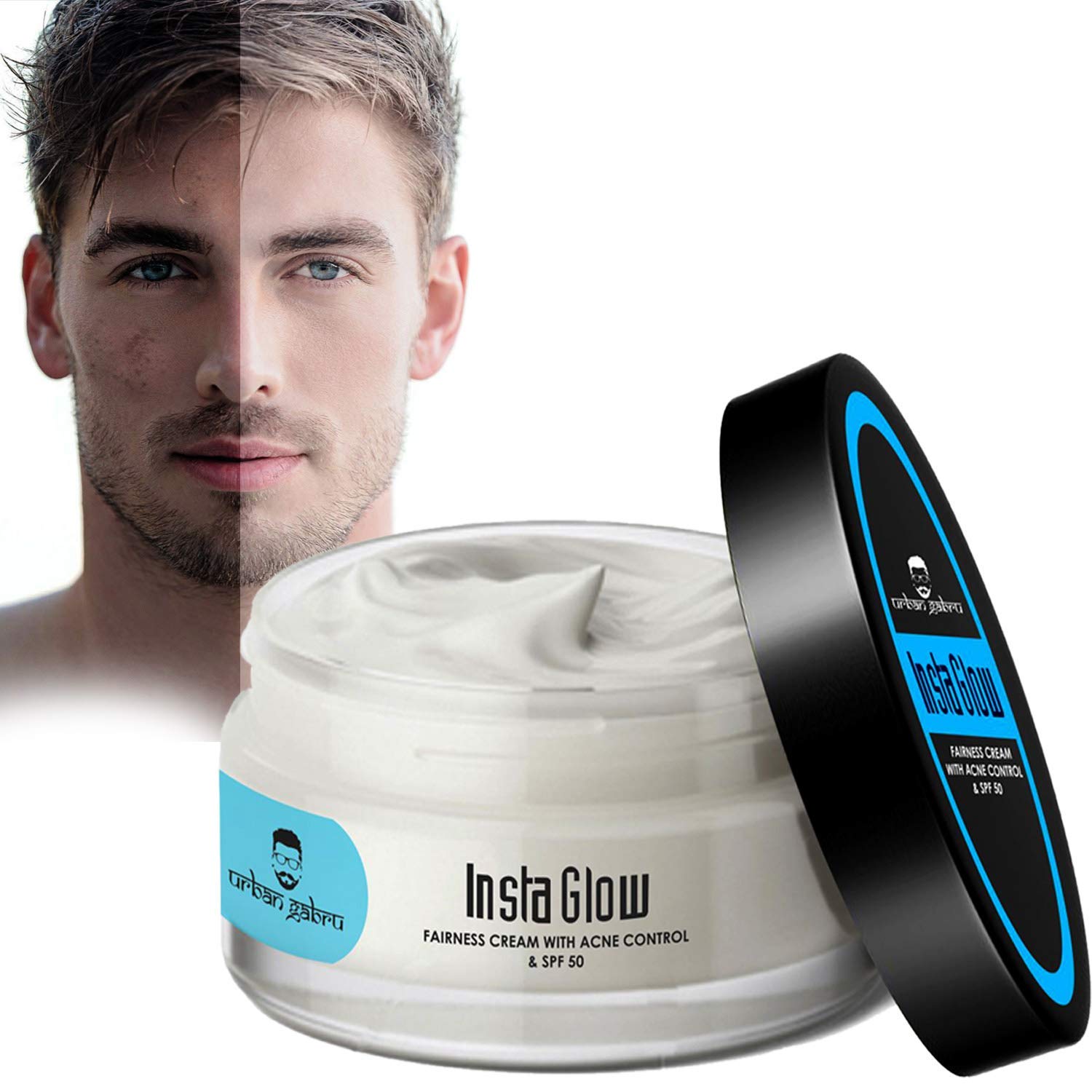 UrbanGabru Insta Glow Fairness Cream with SPF 50 | Anti-Pimple & Blemish Control | Paraben & Sulfate Free | Daily Moisturizer for Bright, Even Skin Tone | Perfect for Daytime Protection & Nighttime Repair