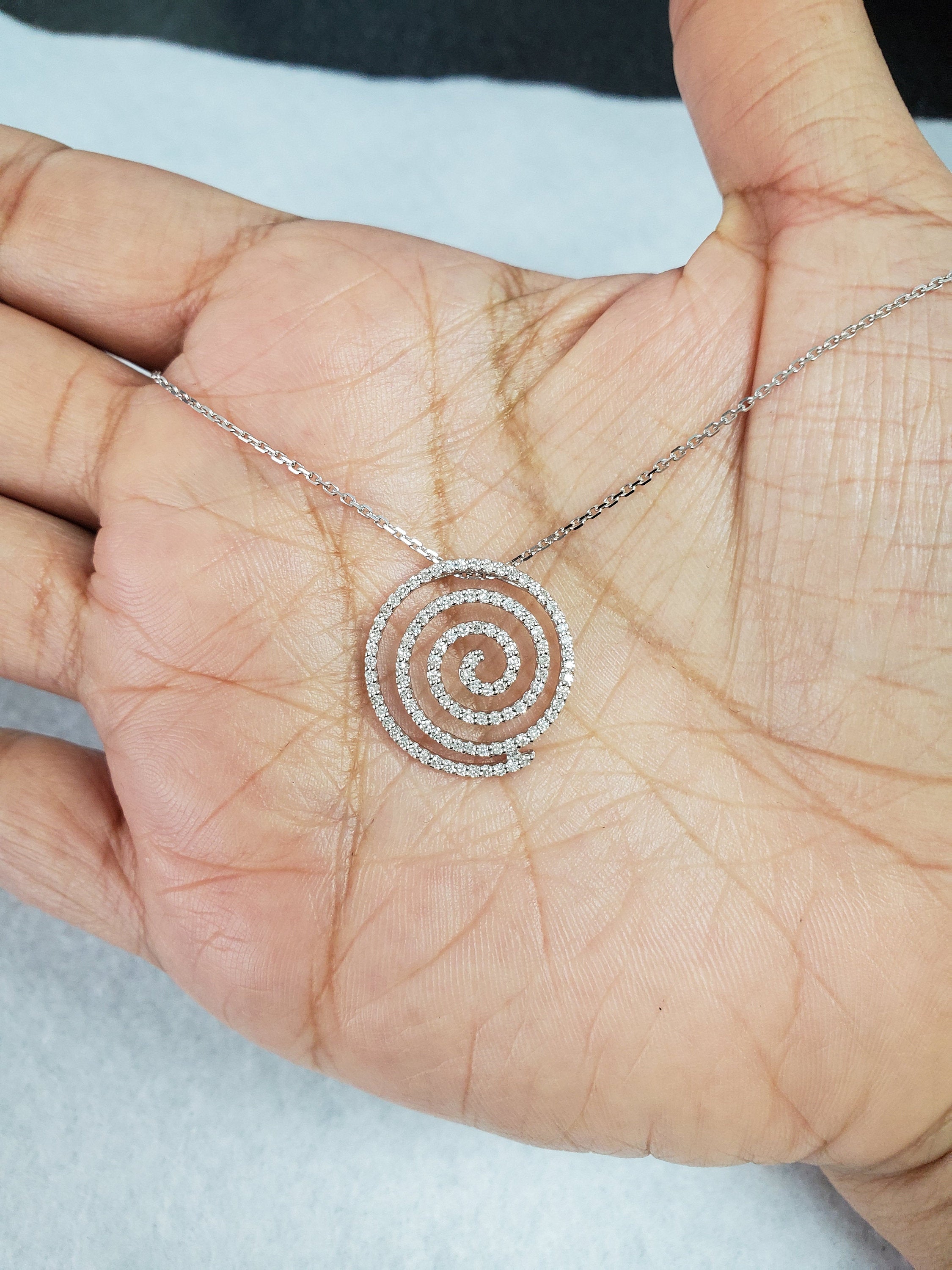 14K White Gold Circular Pave Diamond Pendant Necklace - 0.45 Carat Total Weight, Elegant Jewelry Gift for Women, Perfect for Anniversaries, Birthdays & Special Occasions
