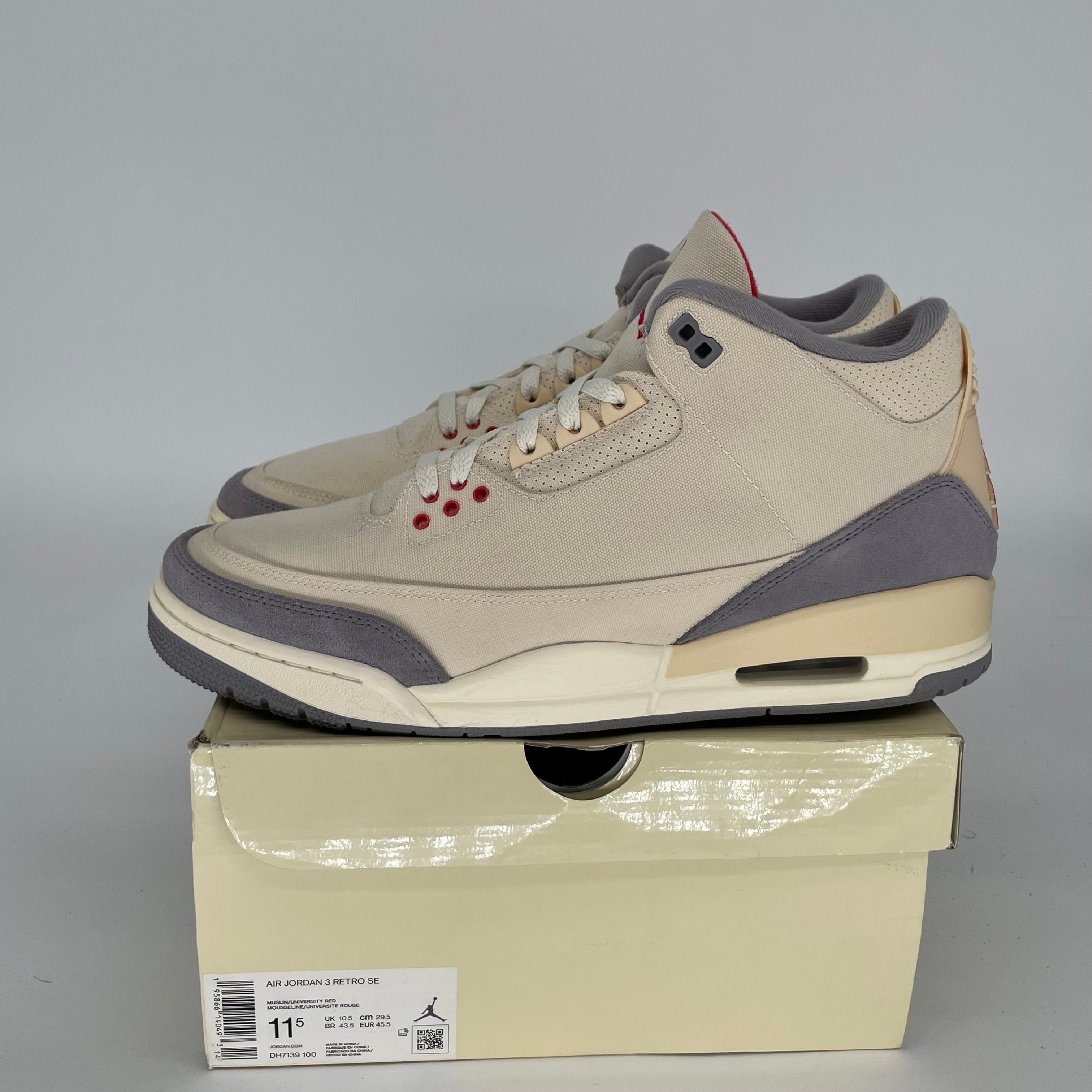 Authentic Air Jordan 3 Retro 'Muslin' Sneakers - Men's Size 11.5 (DH7139-100) | Basketball Shoes for Men, Streetwear Fashion & Casual Wear