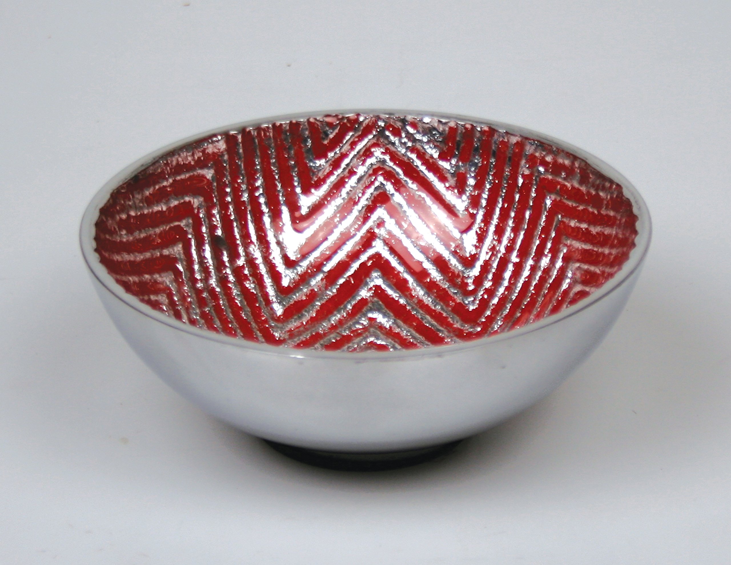 Red Chevron Decorative Bowl - Handcrafted Ceramic Serving Bowl for Fruits, Nuts & Home Decor - Perfect for Dining Table Centerpiece, Kitchen Counter Display & Gift Giving