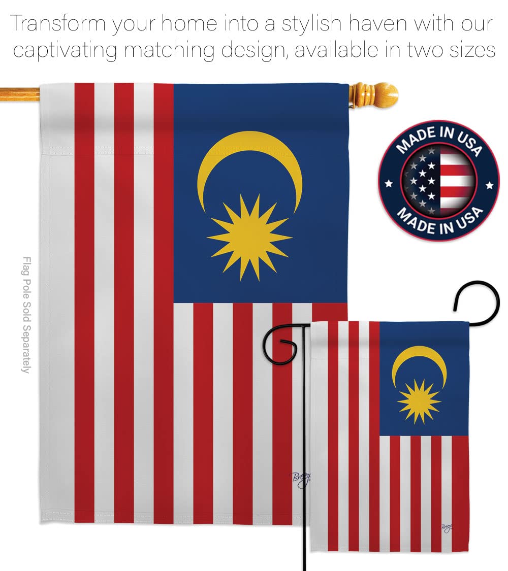 Breeze Decor Malaysia Garden Flag Set - Double-Sided Yard Banner for Home & Garden Decor