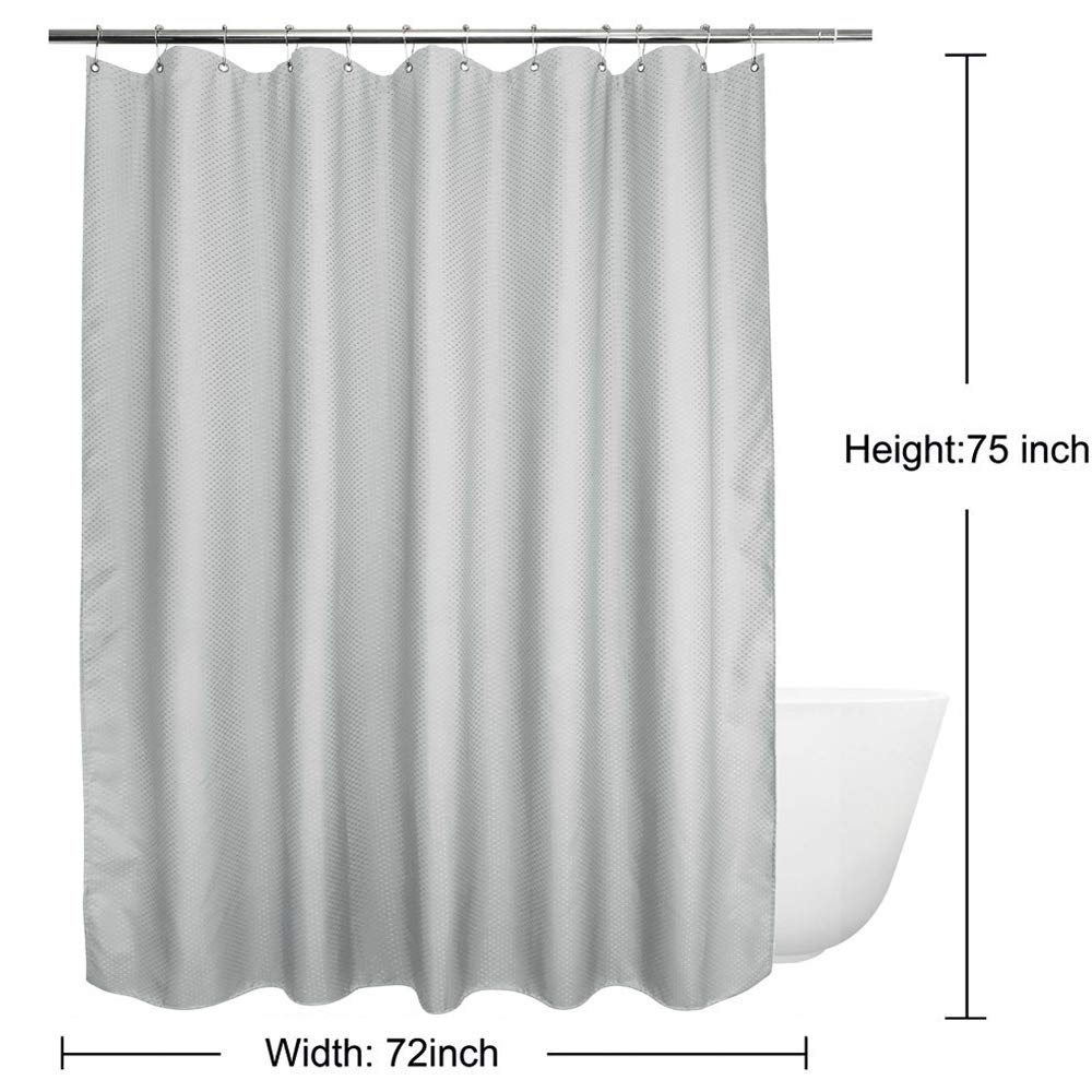 Eforcurtain 75 Inch Long Heavy Duty Waffle Shower Curtain - Waterproof Bathroom Fabric in Grey | Hotel & Home Use for Bath, Shower, and Spa Decor