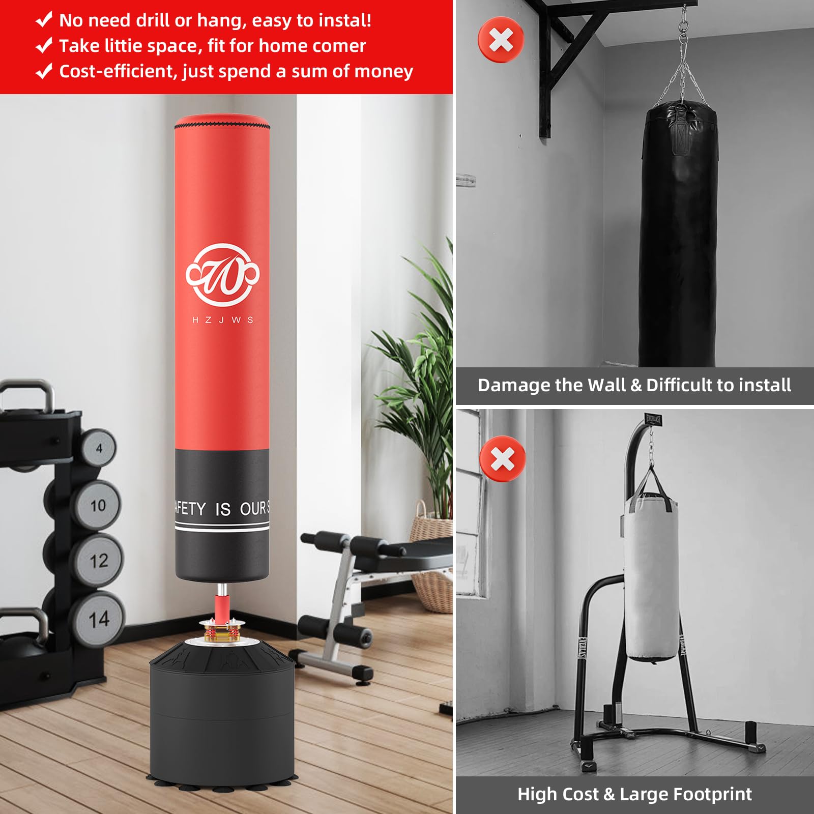 Freestanding Punching Bag with Stand - Heavy Duty Boxing Bag for Adults & Kids, Kickboxing Training for Fitness at Home - Perfect for Home Gym, Martial Arts & Cardio Workouts