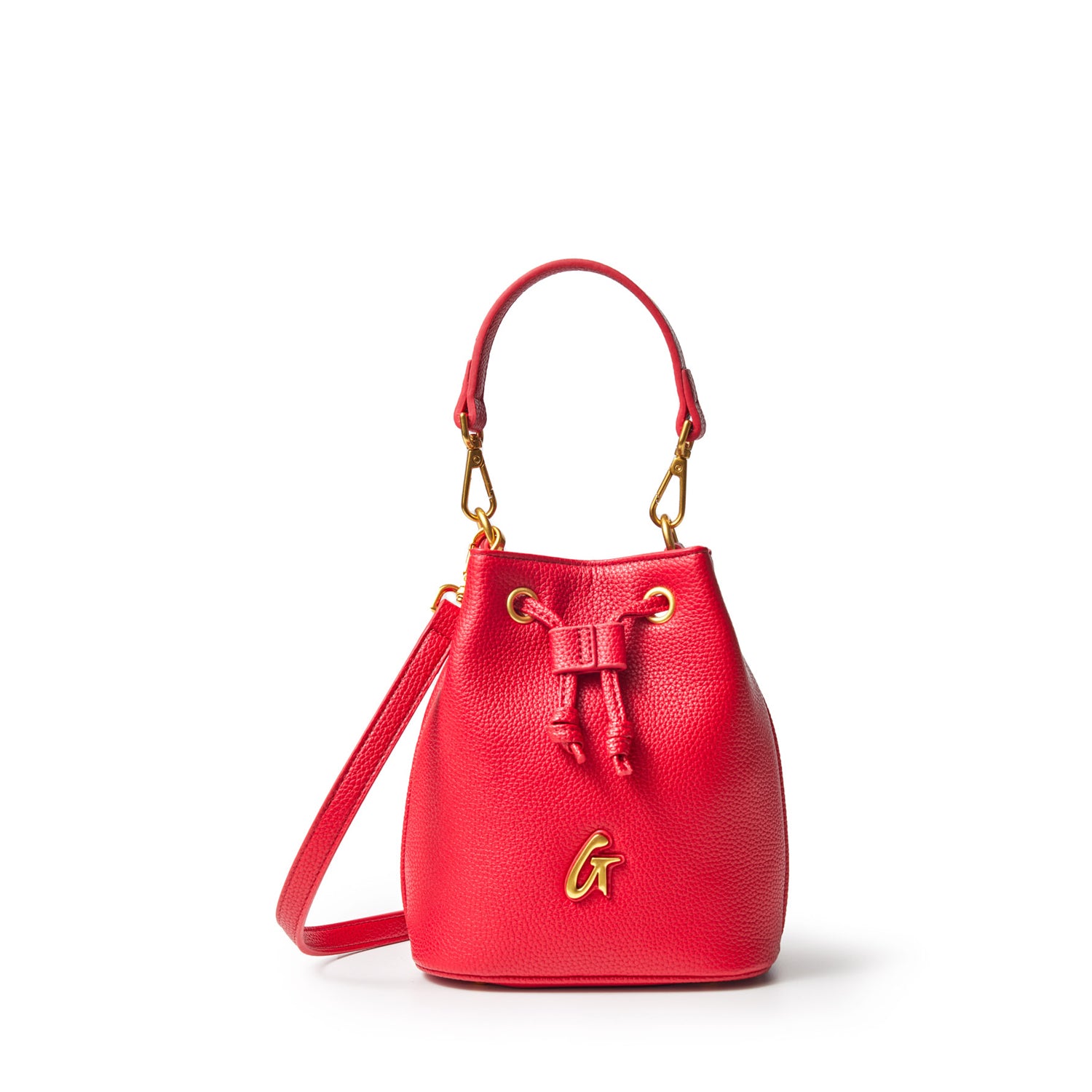 Mini Pebble Leather Bucket Bag in Red - Stylish Crossbody Purse for Women, Perfect for Everyday Use, Work, and Travel