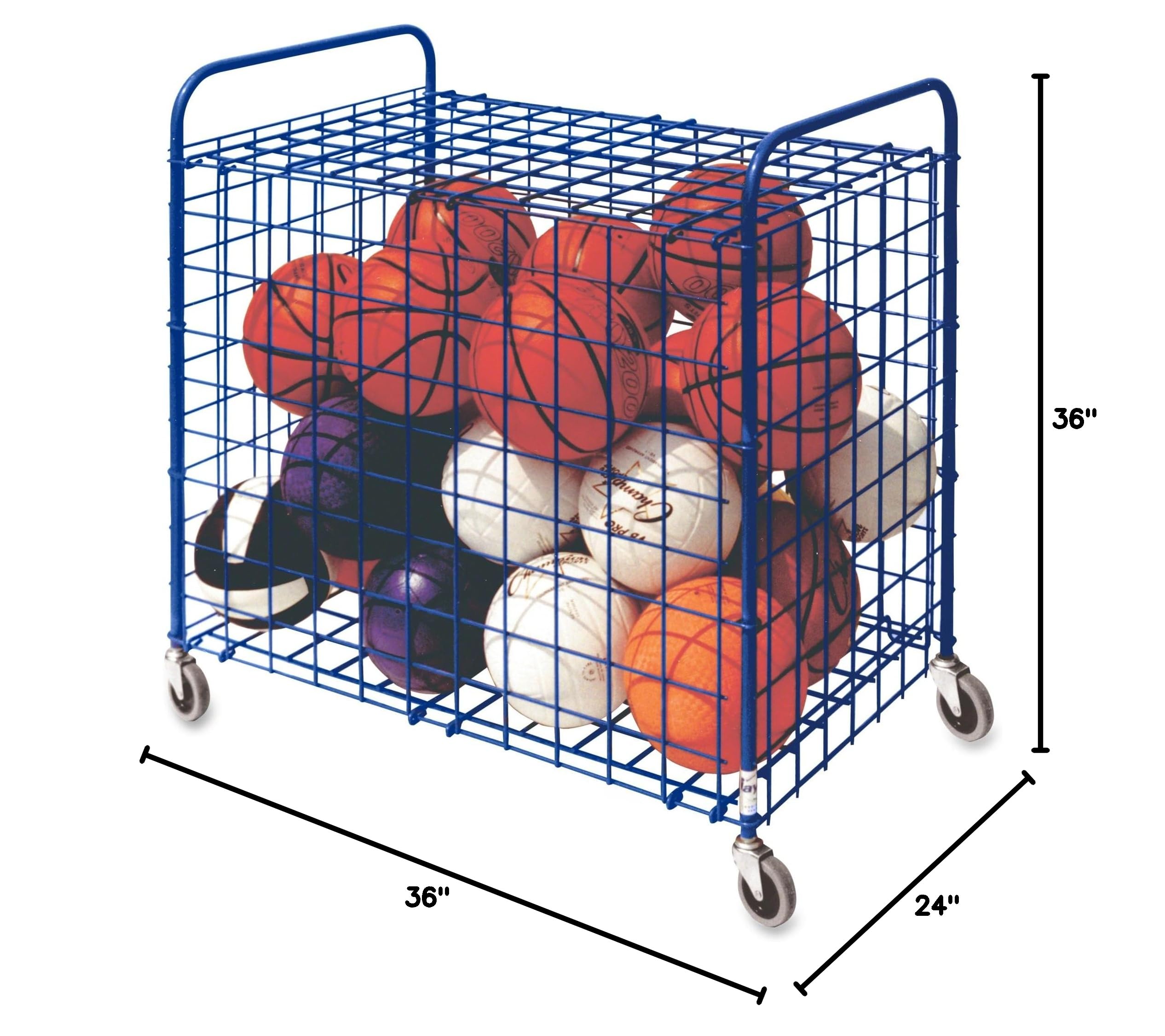 Champion Sports Ball Cart with Wheels - Heavy Duty Rolling Ball Holder for Basketball, Soccer, Volleyball - Perfect for Gym Storage, Sports Equipment Organization & Team Practice