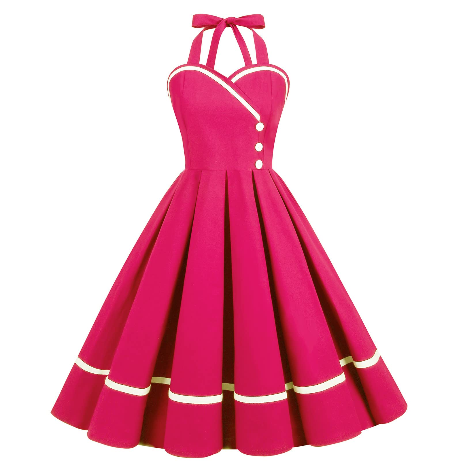 2022 Summer Women's Retro Printed Halter Sleeveless Swing Long Dress - Elegant Party & Evening Gown for Beach Wedding, Cocktail Party & Special Occasions