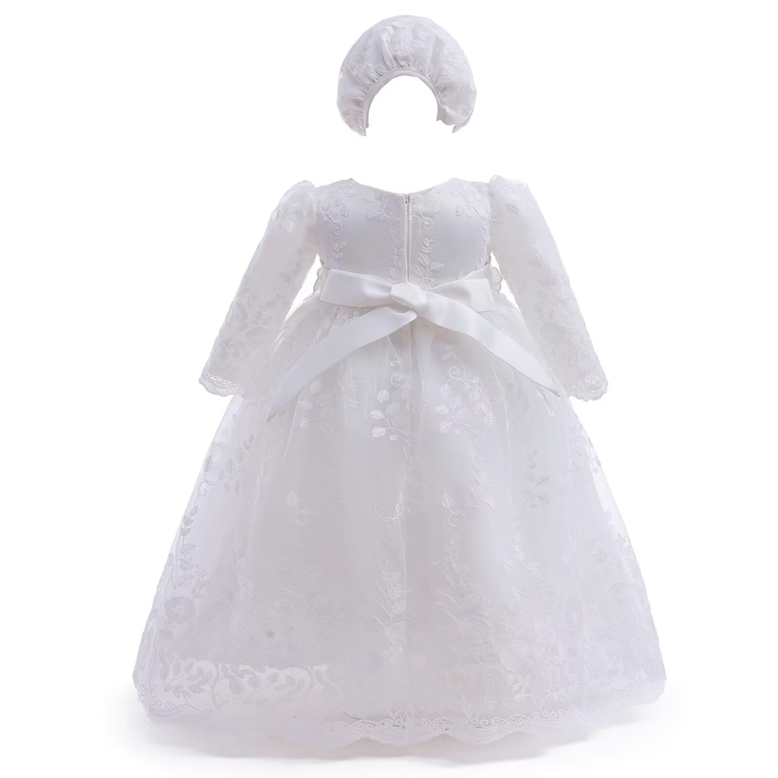Baby Girl Christening Dress - Long White Baptism Gown for Newborns | Formal Wedding & Blessing Ceremony Outfit | Perfect for Christenings, Baptisms & Special Occasions