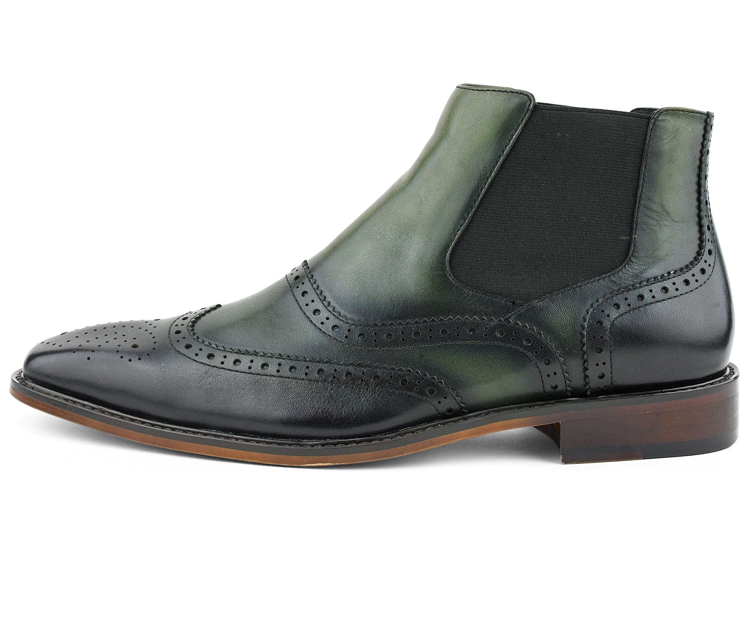 Asher Green AG2632 Men's Vintage Leather Dress Boots - Genuine Leather Wingtip Chelsea Boots for Formal Wear | Office, Wedding & Special Occasion Footwear