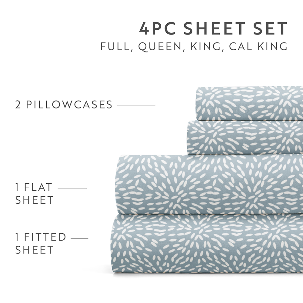 Modern Circles 4-Piece Cotton Sheet Set - Queen Size Bedding with Vibrant Geometric Pattern - Perfect for Master Bedroom, Guest Room & Dorm Decor