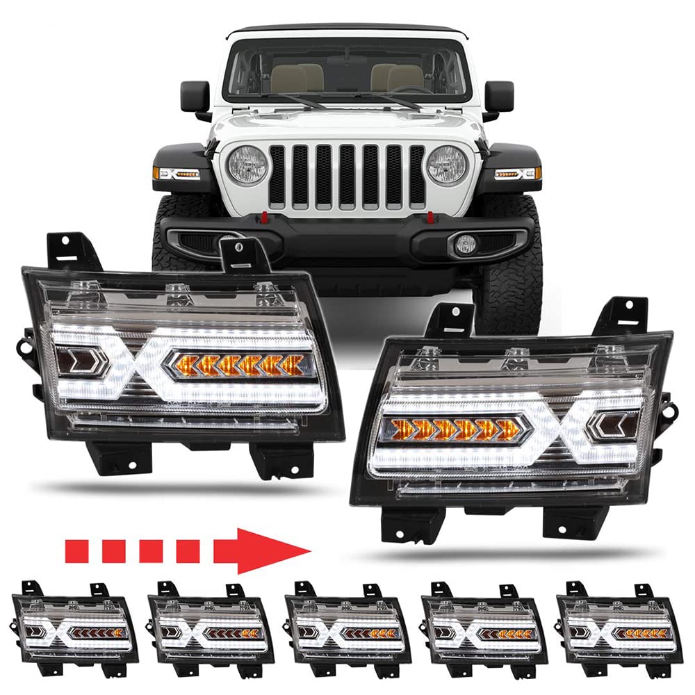 Winjet LED Fog Lights with Sequential Turn Signal - Compatible with 2018-2020 Jeep Wrangler JL & Gladiator JT | DRL Daytime Running Lights | Off-Road Adventure & Night Driving Safety