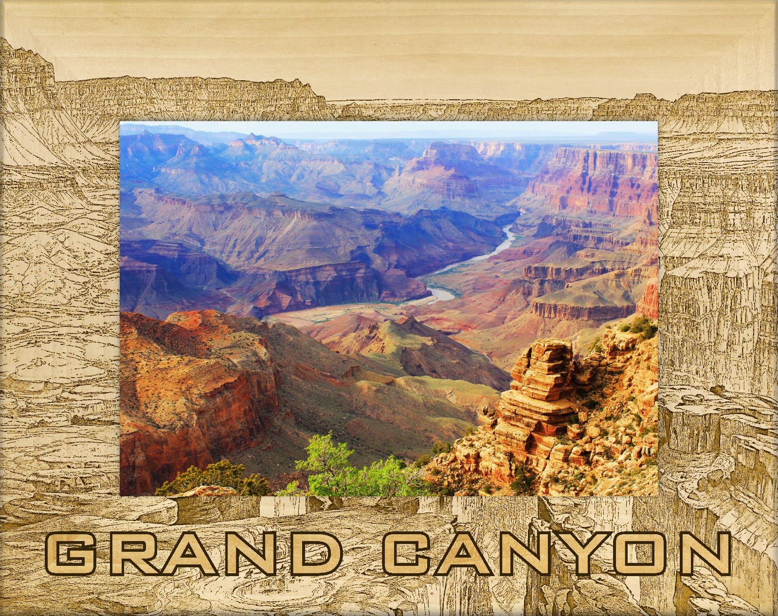 Grand Canyon Laser Engraved Wood Picture Frame - Saddle Mountain Souvenir - 8x10 Landscape Photo Frame - Perfect for Home Decor, Office Display & Travel Memories