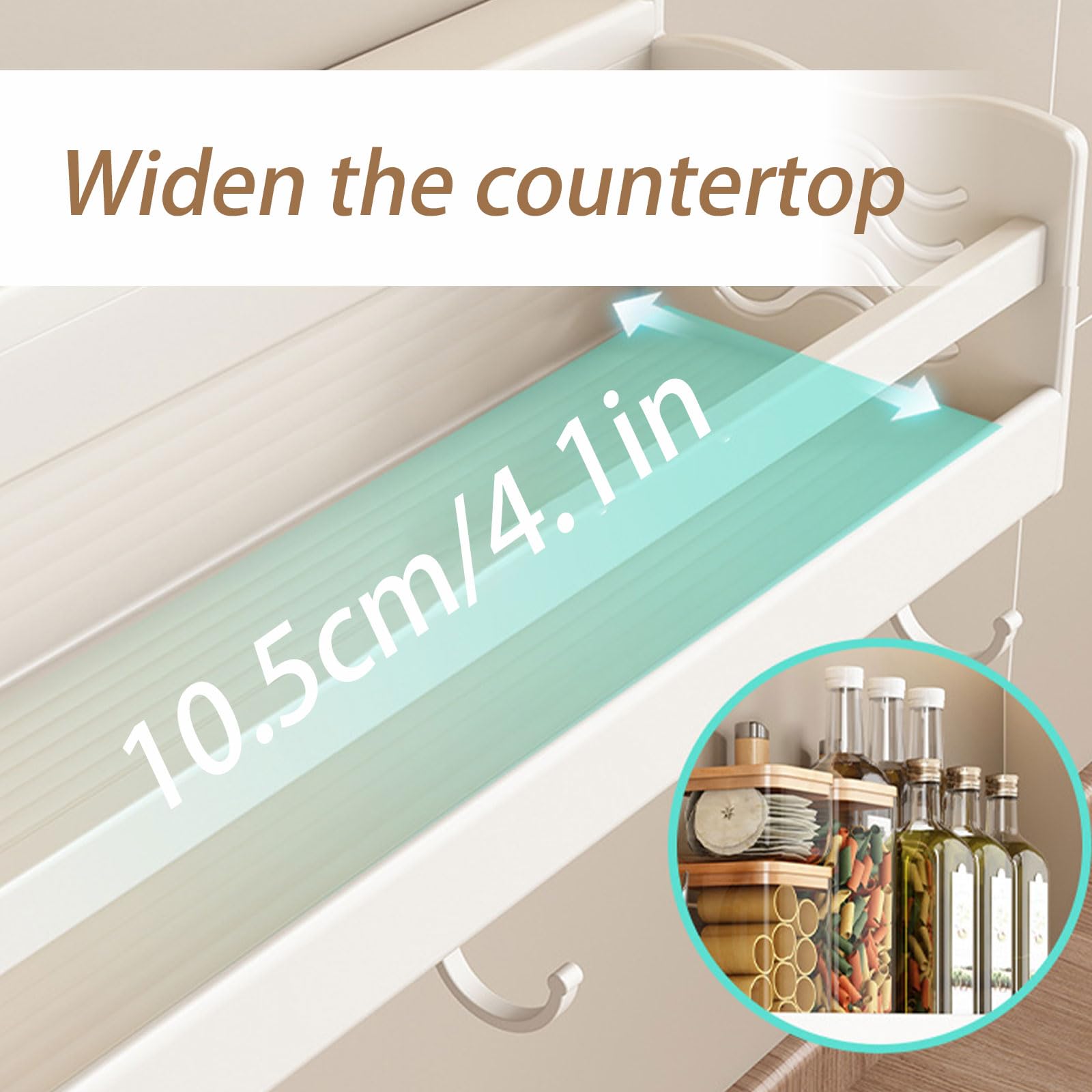 Dxcaicc Wall Mount Kitchen Utensil Shelf - 23.6 Inch Spice Rack Organizer with Hooks for Spatula, Spoon & Towel Storage | Space-Saving Wall Mounted Shelf for Kitchen Utensils & Spice Jars | Perfect for Small Kitchens & Pantry Organization
