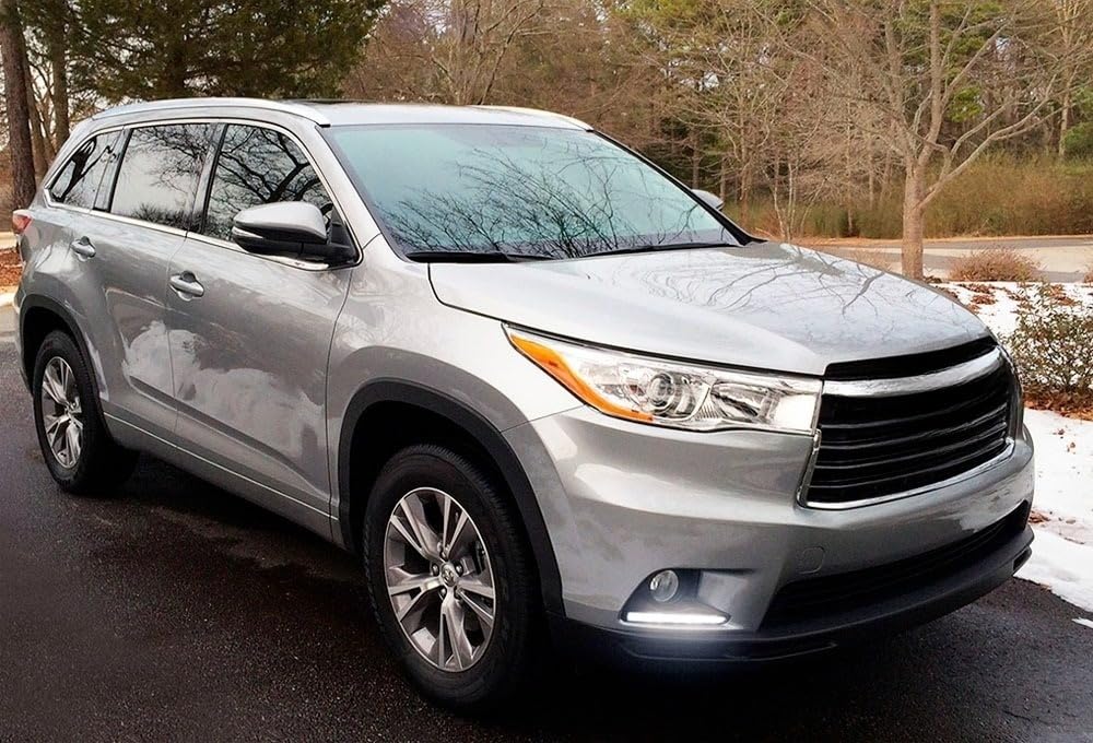 iJDMTOY Xenon White LED DRL Fog Light Kit for 2014-2016 Toyota Highlander - OEM Style Direct Replacement Daytime Running Lights with Fog Light Bezels | Perfect for Night Driving & Off-Road Adventures