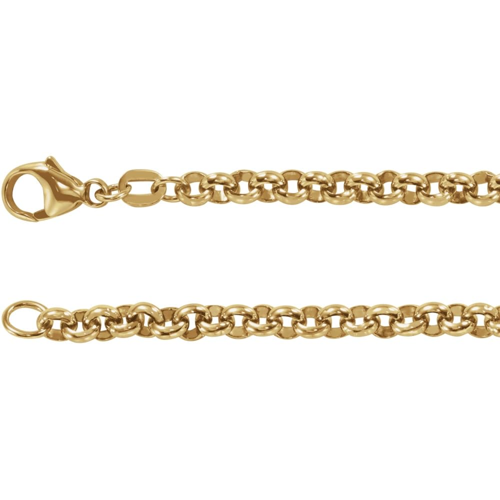 14K Solid Yellow Gold Rolo Chain Bracelet 7