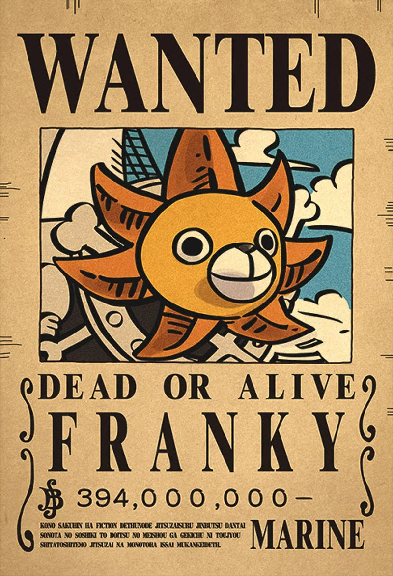 One Piece Bounty Wanted Sticker Posters - Anime Wall Decor for Bedroom, Office & Game Room - Perfect for Fans & Collectors