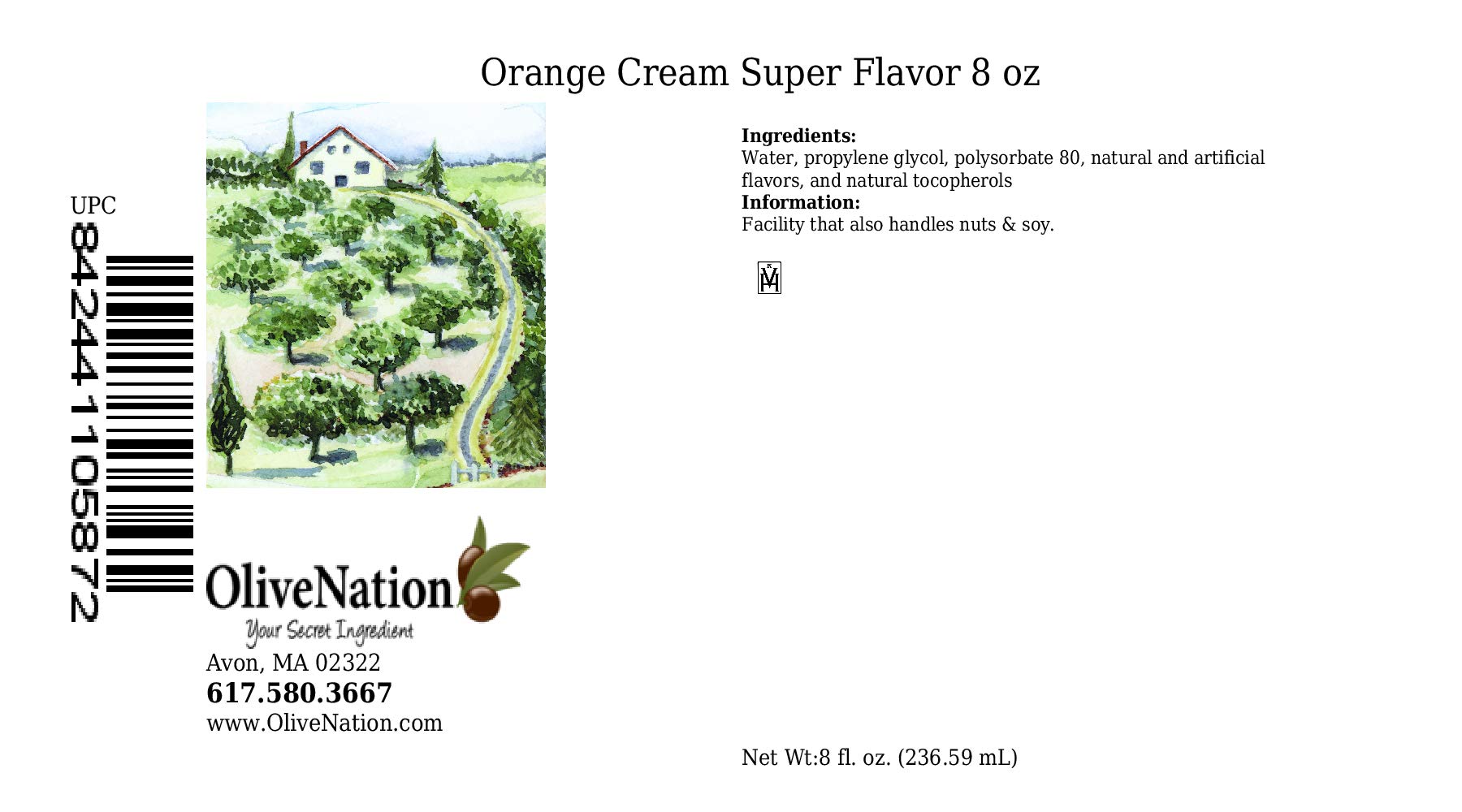OliveNation Orange Cream Flavor Concentrate - 8 oz | Non-GMO, Gluten Free, Kosher & Vegan | Perfect for Candy Making, Chocolate, Baking, Frosting & Desserts | Premium Food Flavoring for Home Bakers & Professional Chefs