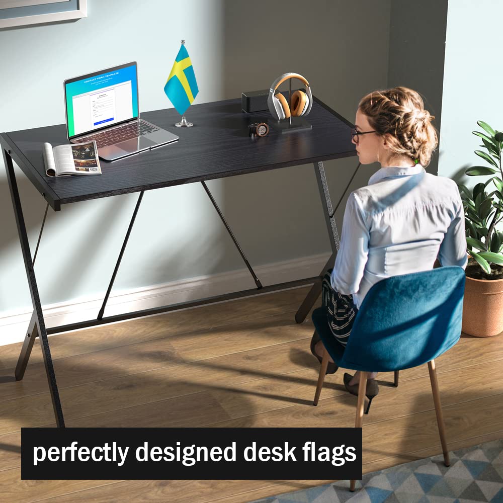 Swedish Flag Mini Desk Decor - 12 Pack Small Sweden National Flags for Tabletop, Office, Party & Home Decorations | Perfect for World Cup, National Day & Cultural Events