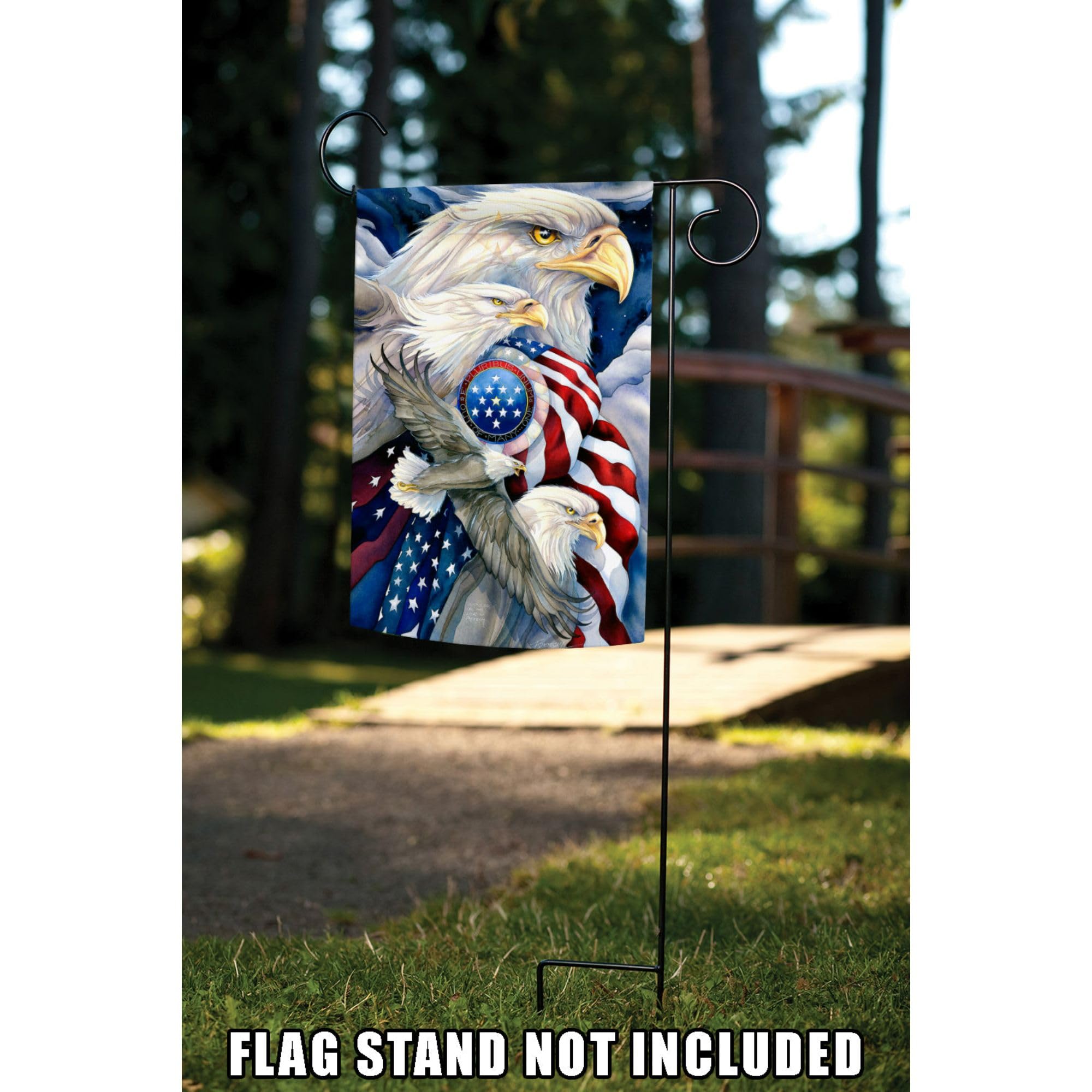 Toland Home Garden 12x18 Inch Double Sided Patriotic American Flag - Bald Eagle Outdoor Yard Decoration for House, Garden & Porch - Perfect for Memorial Day, 4th of July & Veterans Day Celebrations