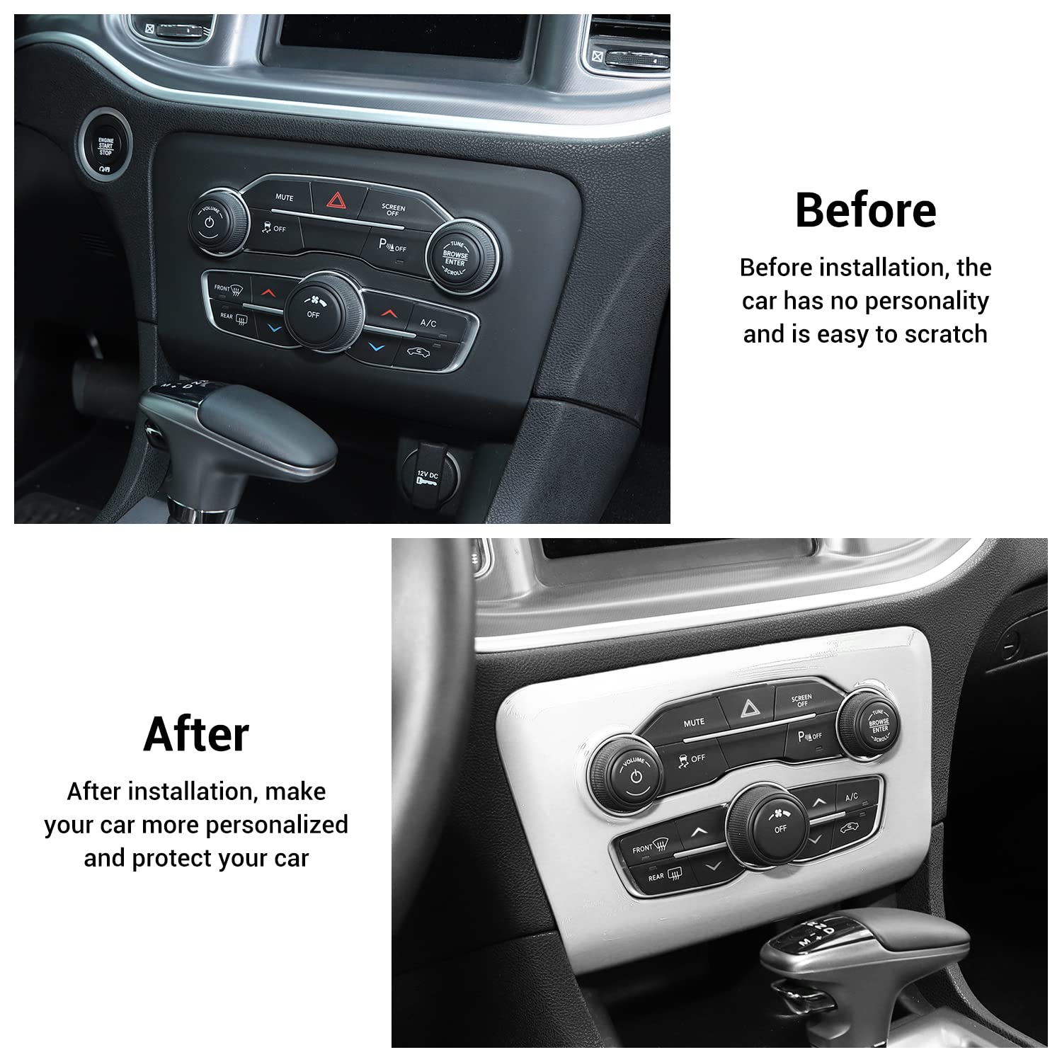 2015-2025 Dodge Charger Radio AC CD Switch Panel Trim - ABS White Center Console Replacement Part | Interior Upgrade Accessory for Enhanced Driving Experience