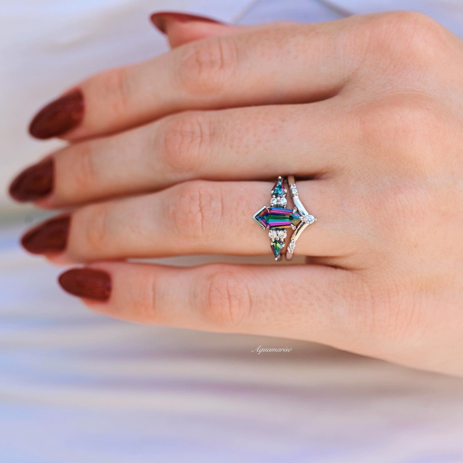 Stunning Mystic Topaz Sterling Silver Ring Set for Women | Elegant Jewelry Gift for Birthday, Anniversary & Special Occasions