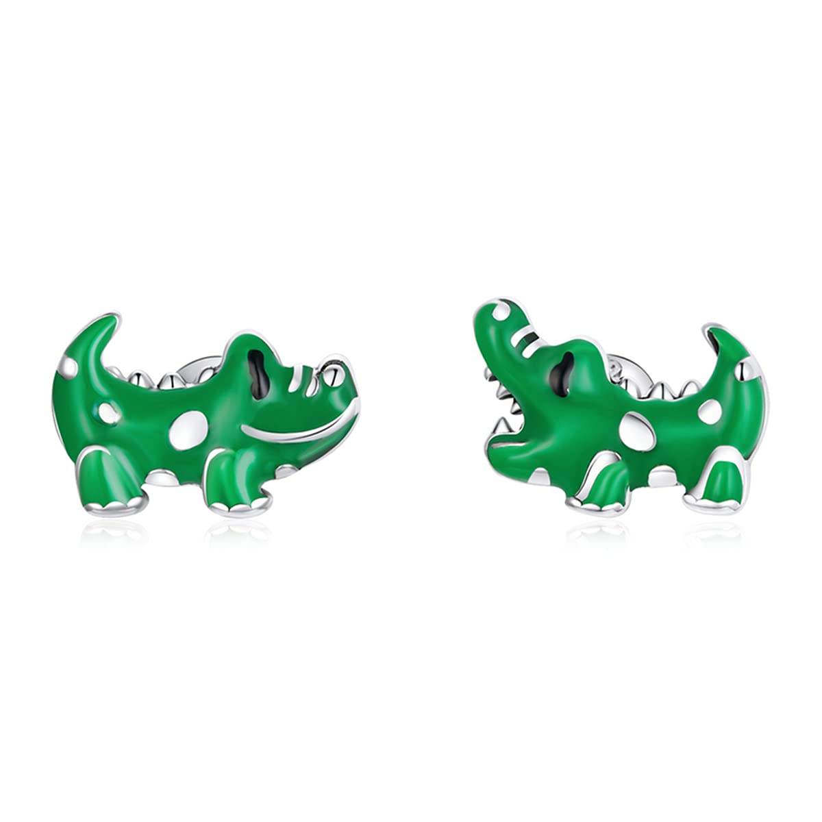 925 Sterling Silver Stud Earrings - Cute Green Baby Crocodile & Corgi Animal Design | Hypoallergenic Jewelry for Women & Teen Girls | Perfect Gift for Animal Lovers | Everyday Wear, Date Night & Special Occasions