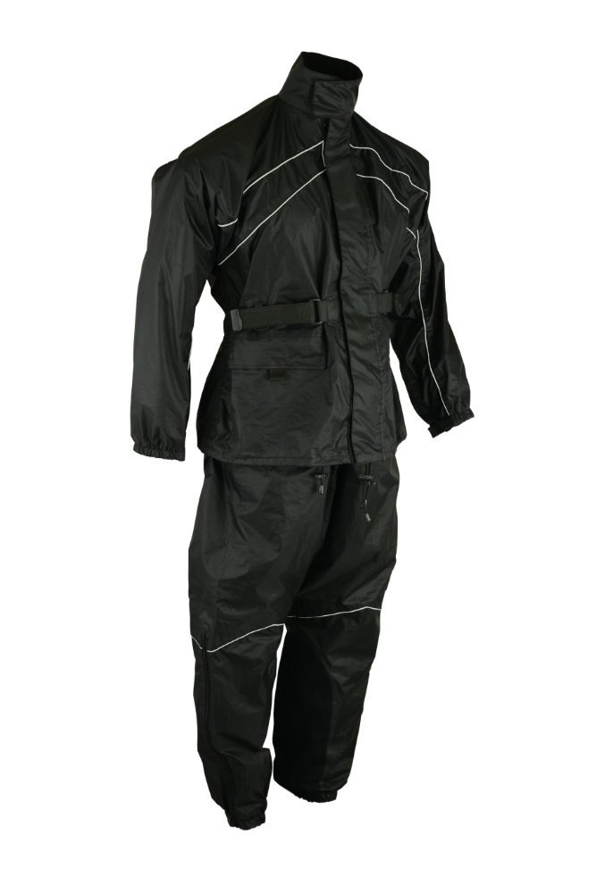 Daniel Smart Motorcycle Rain Suit for Men - Waterproof Polyester Softshell with Reflective Piping & Zipper Closure - Ideal for Commuting, Touring & Wet Weather Riding