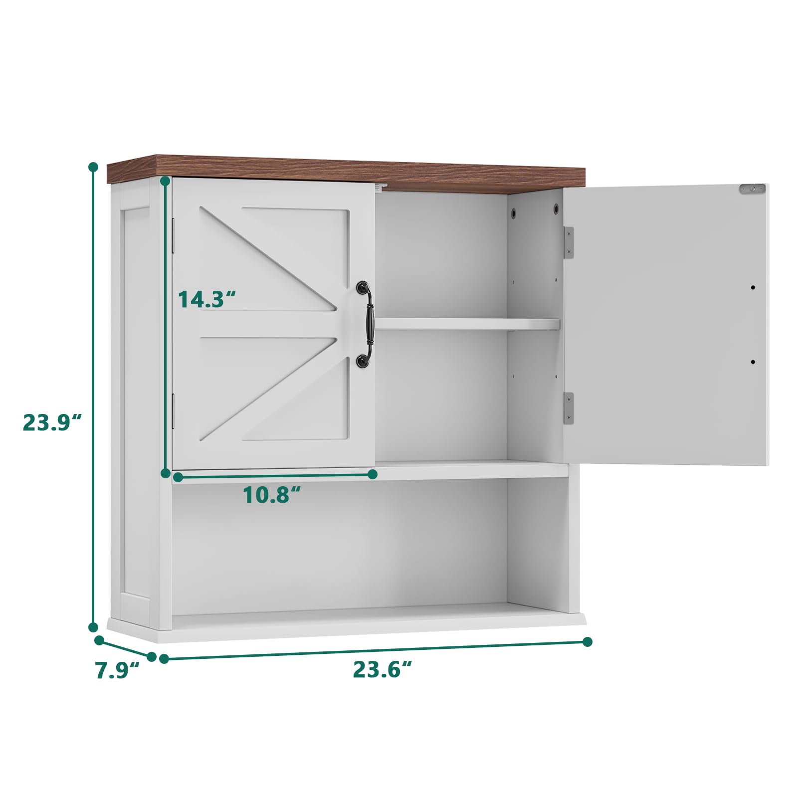 Farmhouse Wall Mounted Bathroom Medicine Cabinet with Adjustable Shelf - Rustic Storage for Bathroom, Living Room & Laundry Room - Perfect for Organizing Toiletries, Cosmetics & Cleaning Supplies