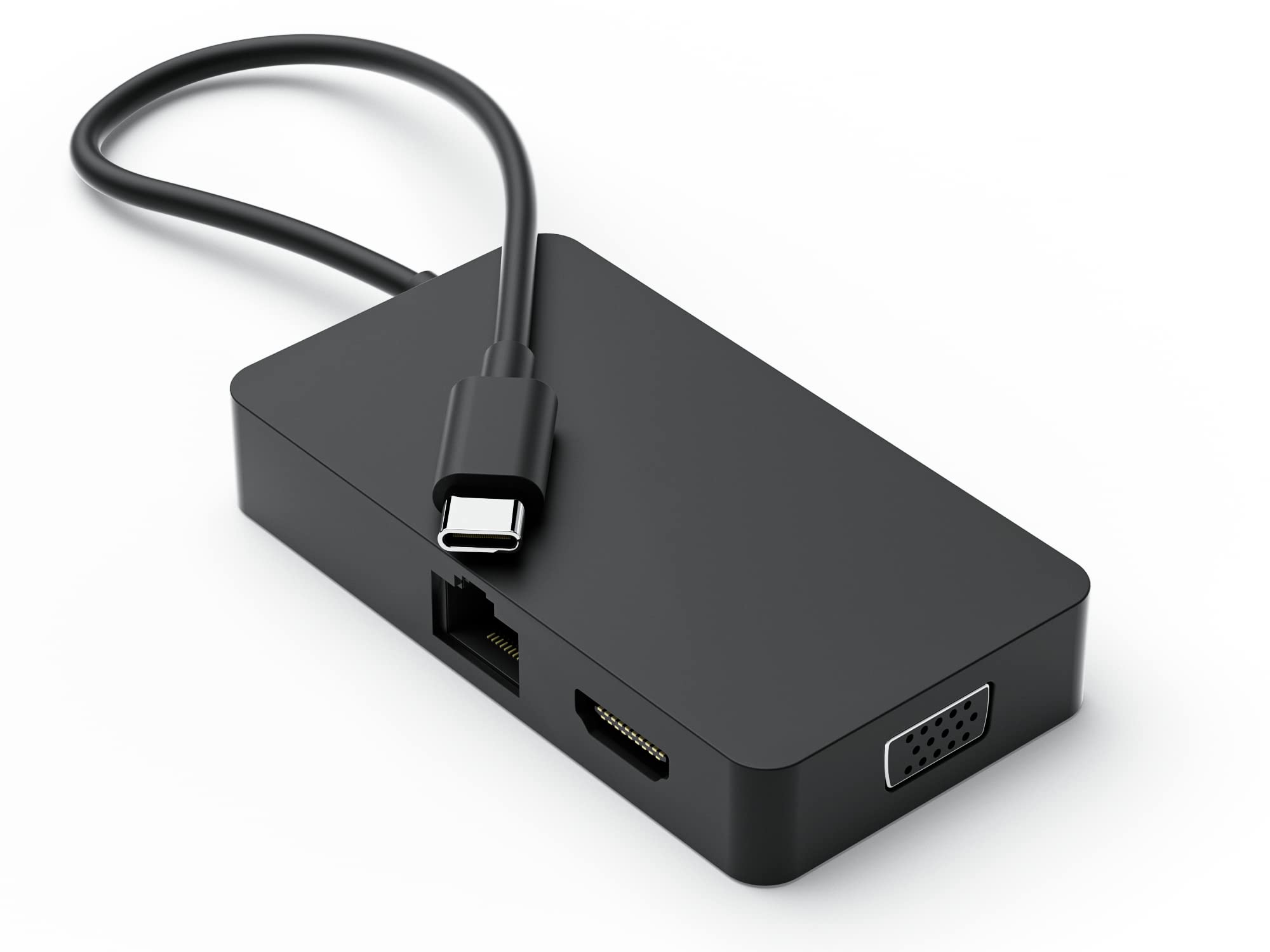 USB-C Travel Hub Docking Station - 7-in-1 Multiport Adapter with 4K HDMI, VGA, USB 3.2 Gen 2, USB-C, Ethernet Ports - Compatible with Surface Laptop/Book/Pro X/7/8/9 & MacBook/Chromebook - Perfect for Business Travel, Home Office & Remote Work