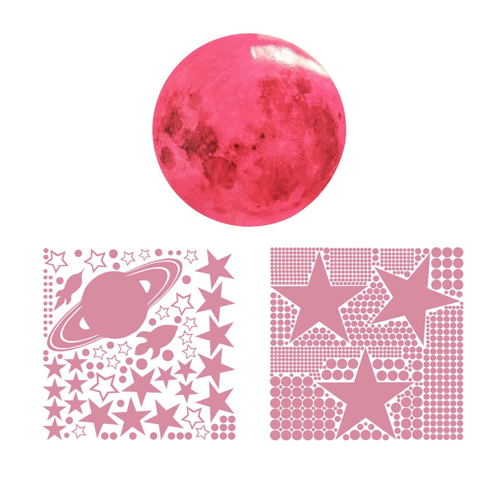 Yuhoo Glow in The Dark Stars Wall Stickers - 11 Inch Realistic Glowing Stars & Moon Decals for Ceiling, Kids Bedroom & Nursery Decor | Perfect for Night Lights, Space-Themed Rooms & DIY Starry Sky Projects