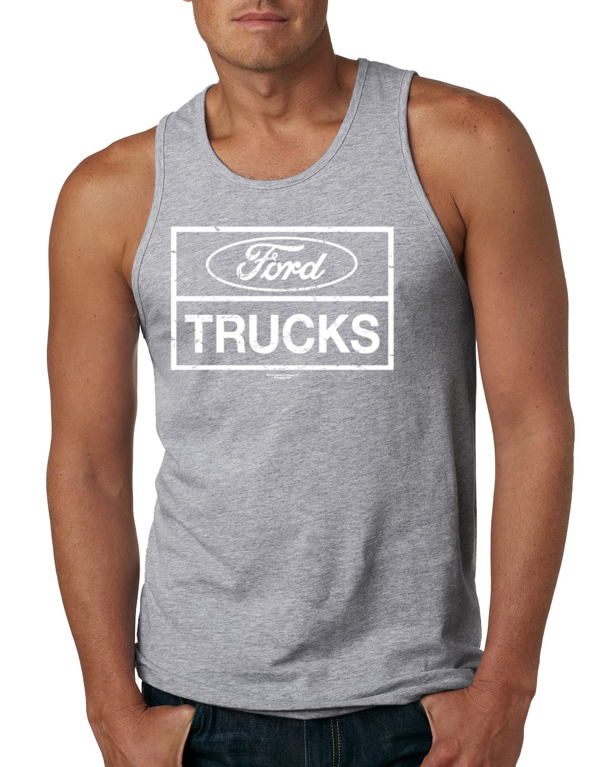 Vintage Ford Truck White Plaque Officially Licensed Graphic Tank Top for Men - Perfect for Car Enthusiasts, Casual Wear & Gifts