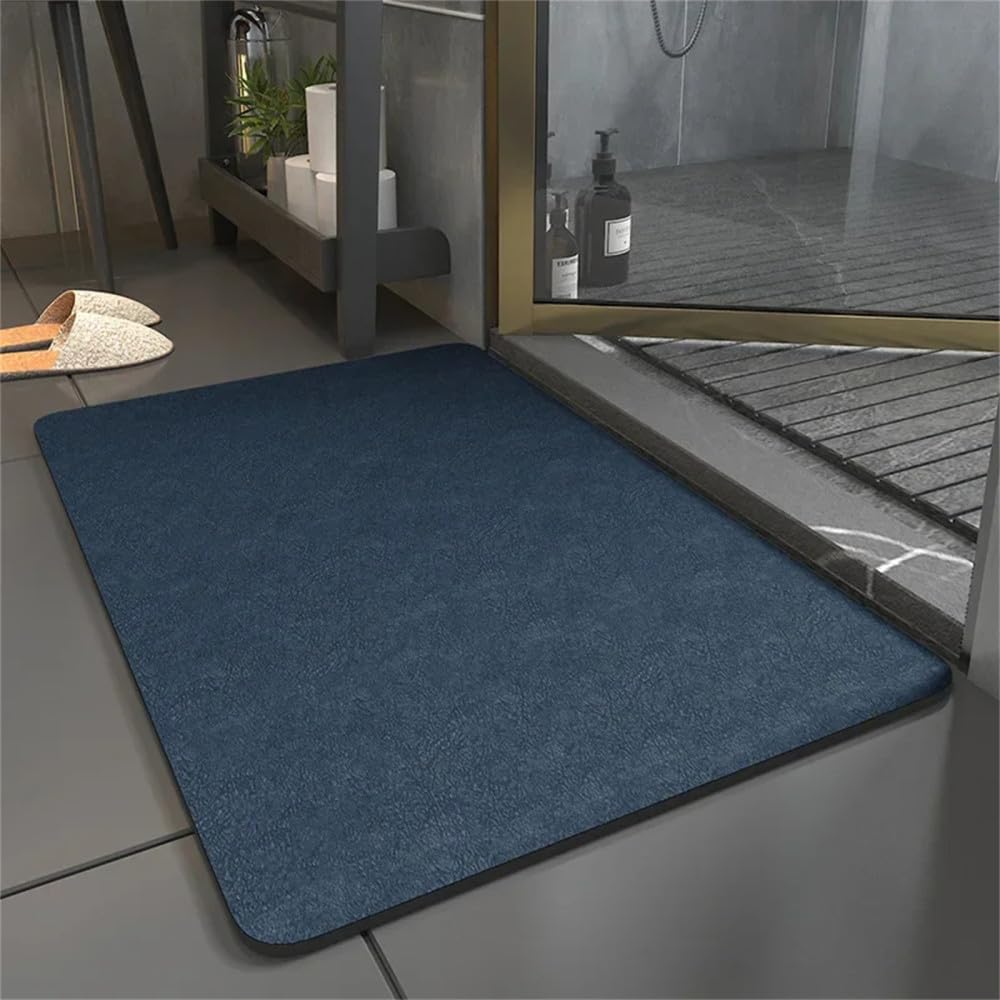 Upgraded Non-Slip Bathroom Mat - Quick Dry Shower Rug for Bath Floor & Bathtub - Water Absorbent Door Carpet (Navy Blue, 50x80cm) - Perfect for Bathroom Safety & Wet Area Floor Protection